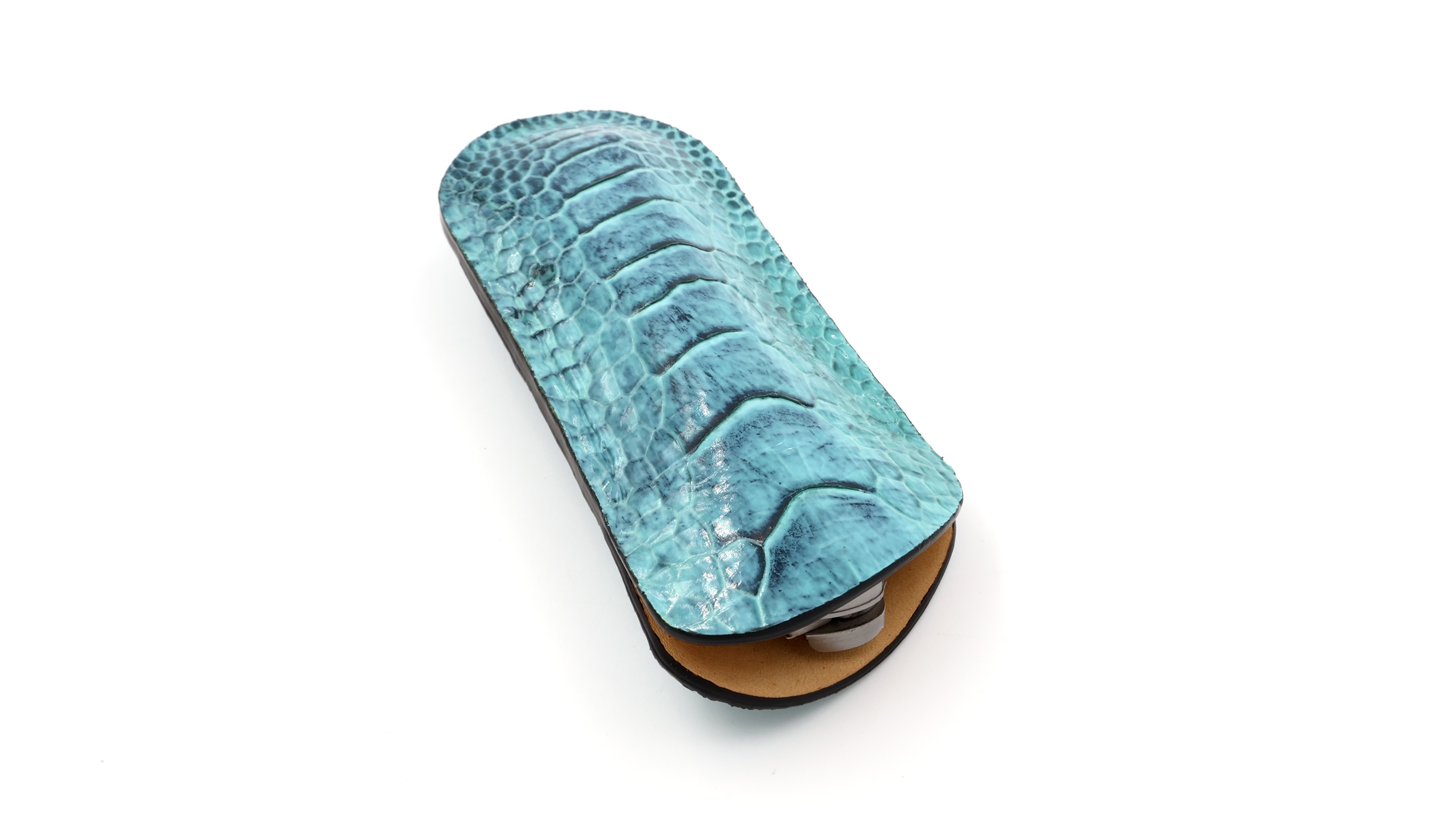 Atelier N°7 ostrichleg leather turquoise-blue 14 cm