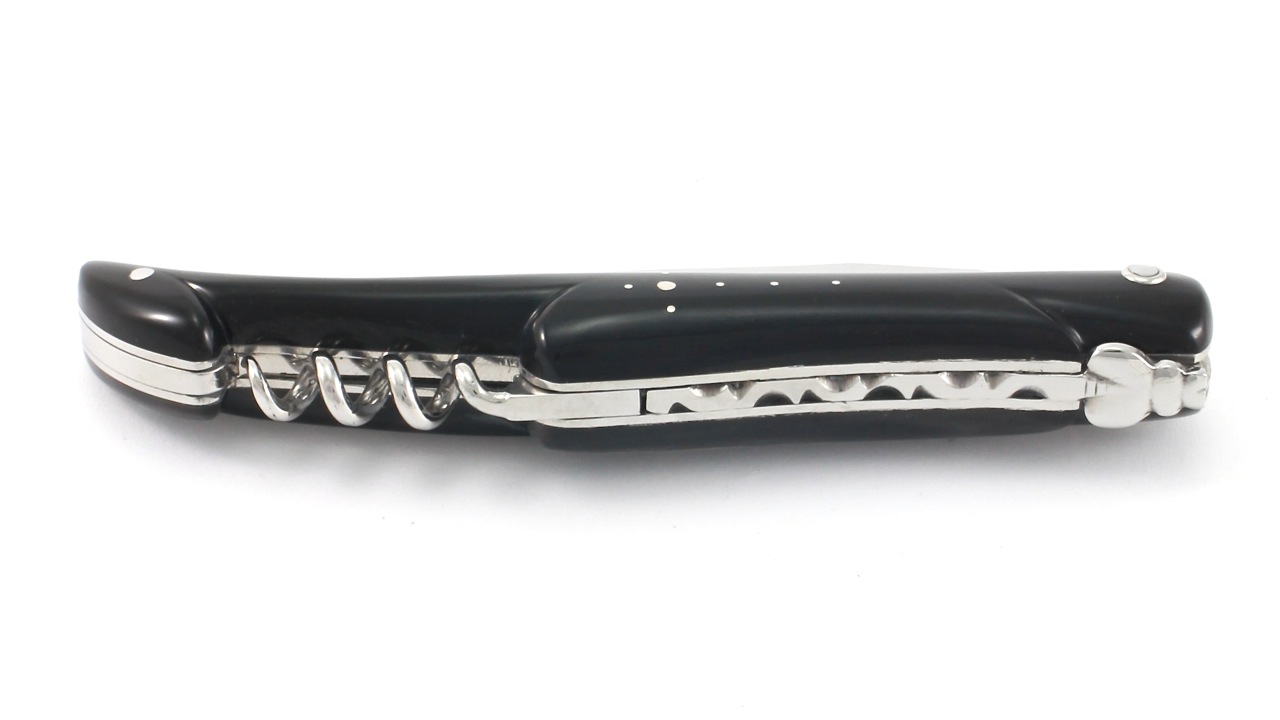 Laguiole en Aubrac buffalo horn full handle with corkscrew 12 cm