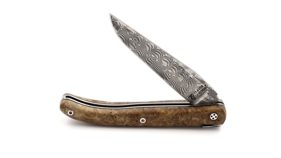 Claude DOZORME Laguiole LUX maple burl 12 cm DSC® damascus