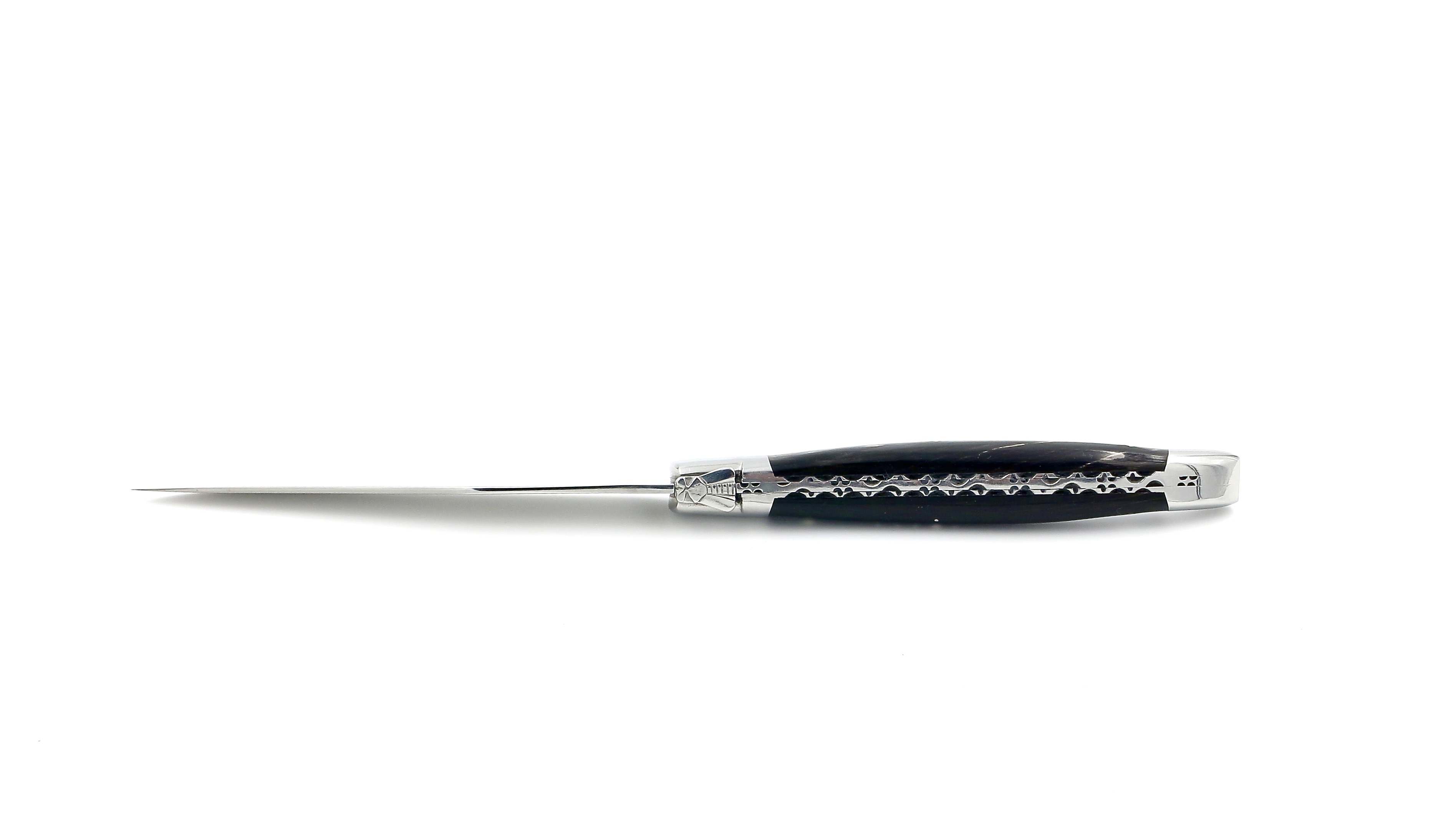 Laguiole en Aubrac Laguiole Steakmesser Büffelhorn mit VG10 Damastklinge Set 2-tlg.