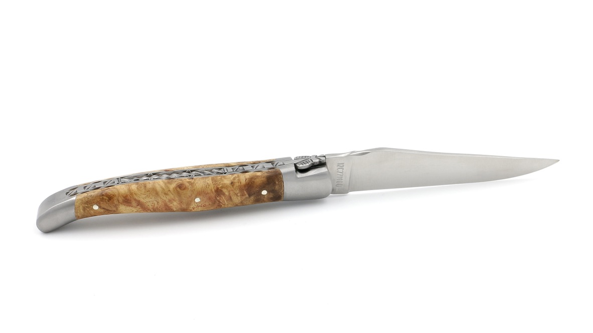 Laguiole en Aubrac Amboina Wurzelholz Doppelplatine 12 cm