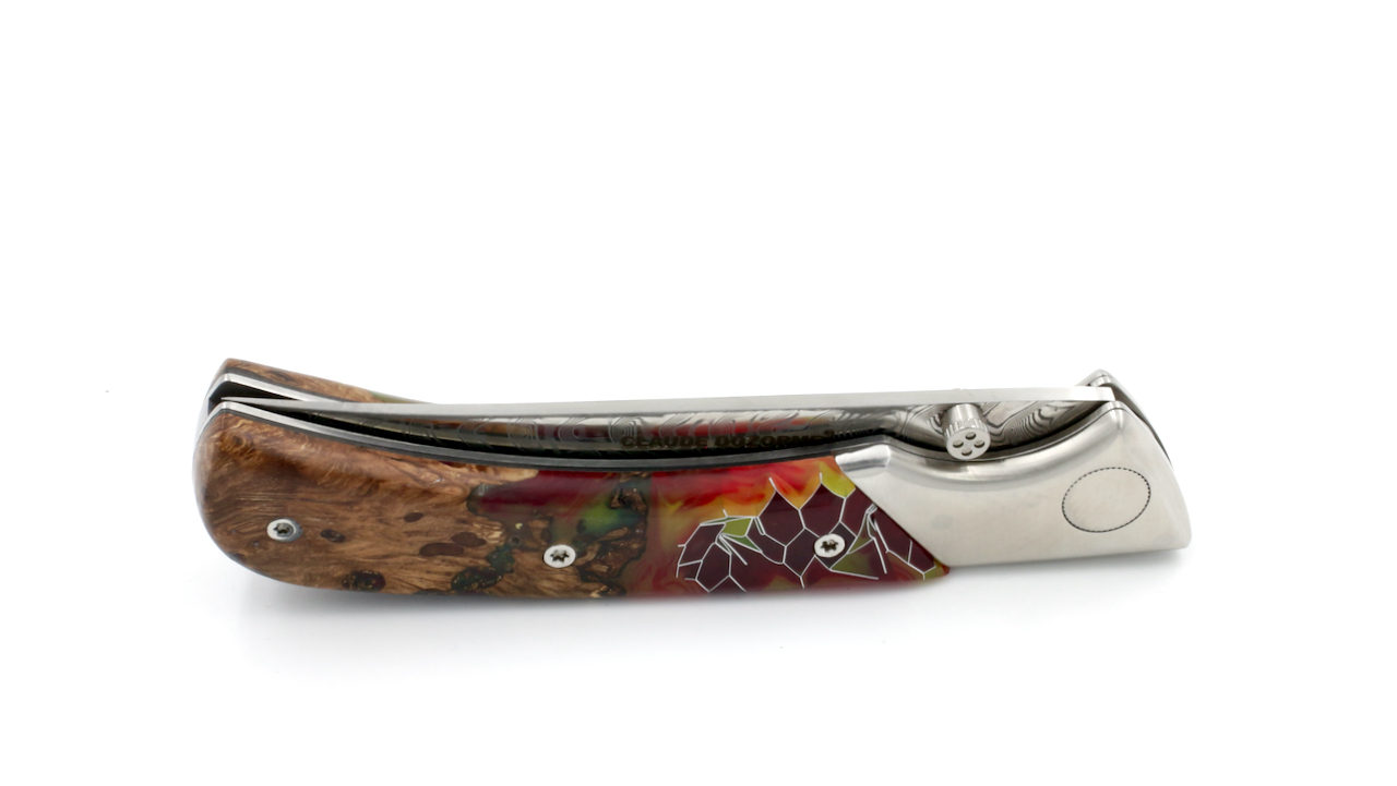 Claude DOZORME EOK hunting knife Nid d'Abeille poplarburl wood 