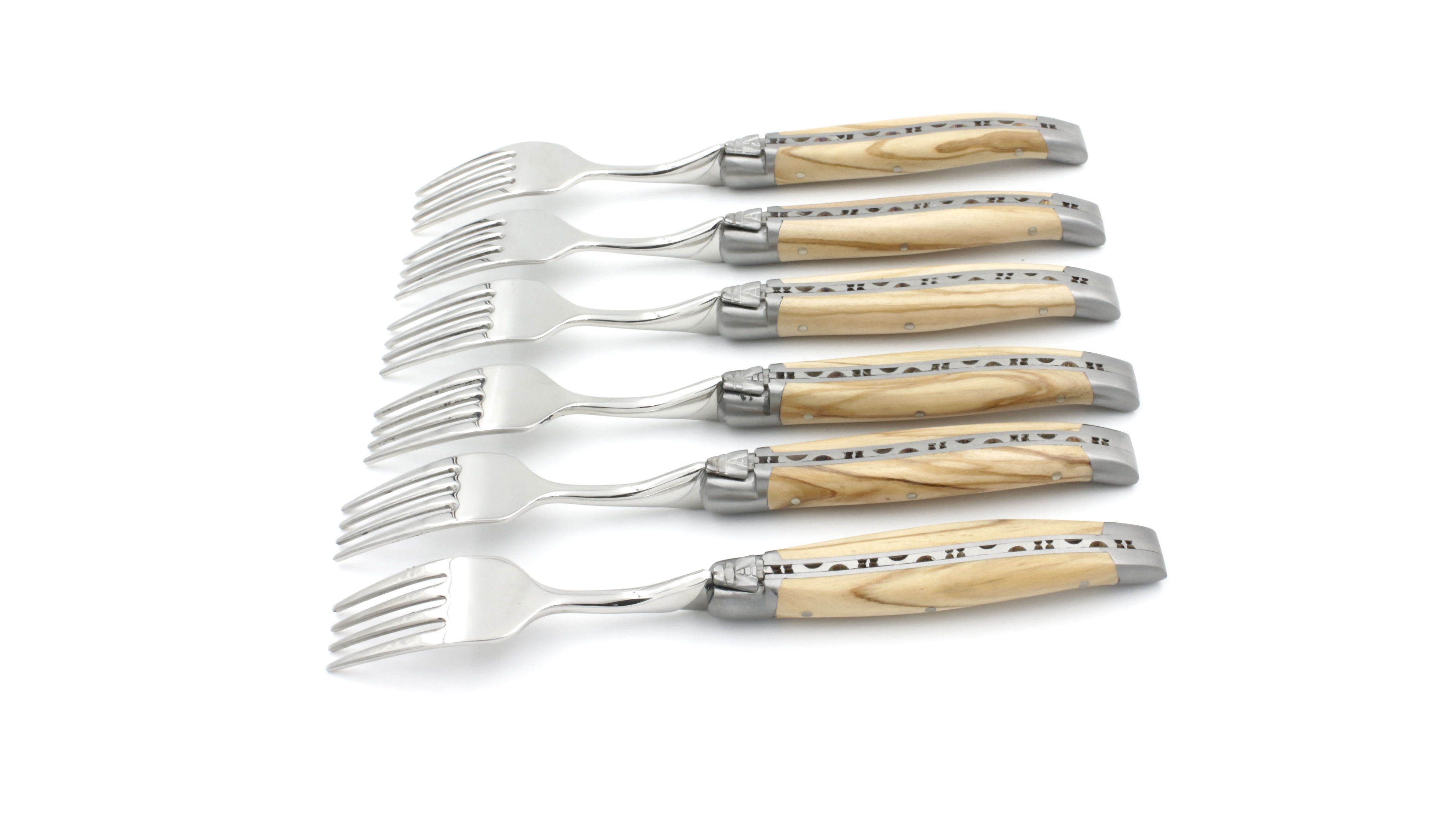 3C5C0A14-6ADF-41AE-A1E2-5A7A776F6D79_1_201_a Laguiole en Aubrac Olivenholz Dessertgabel Set 6-tlg.