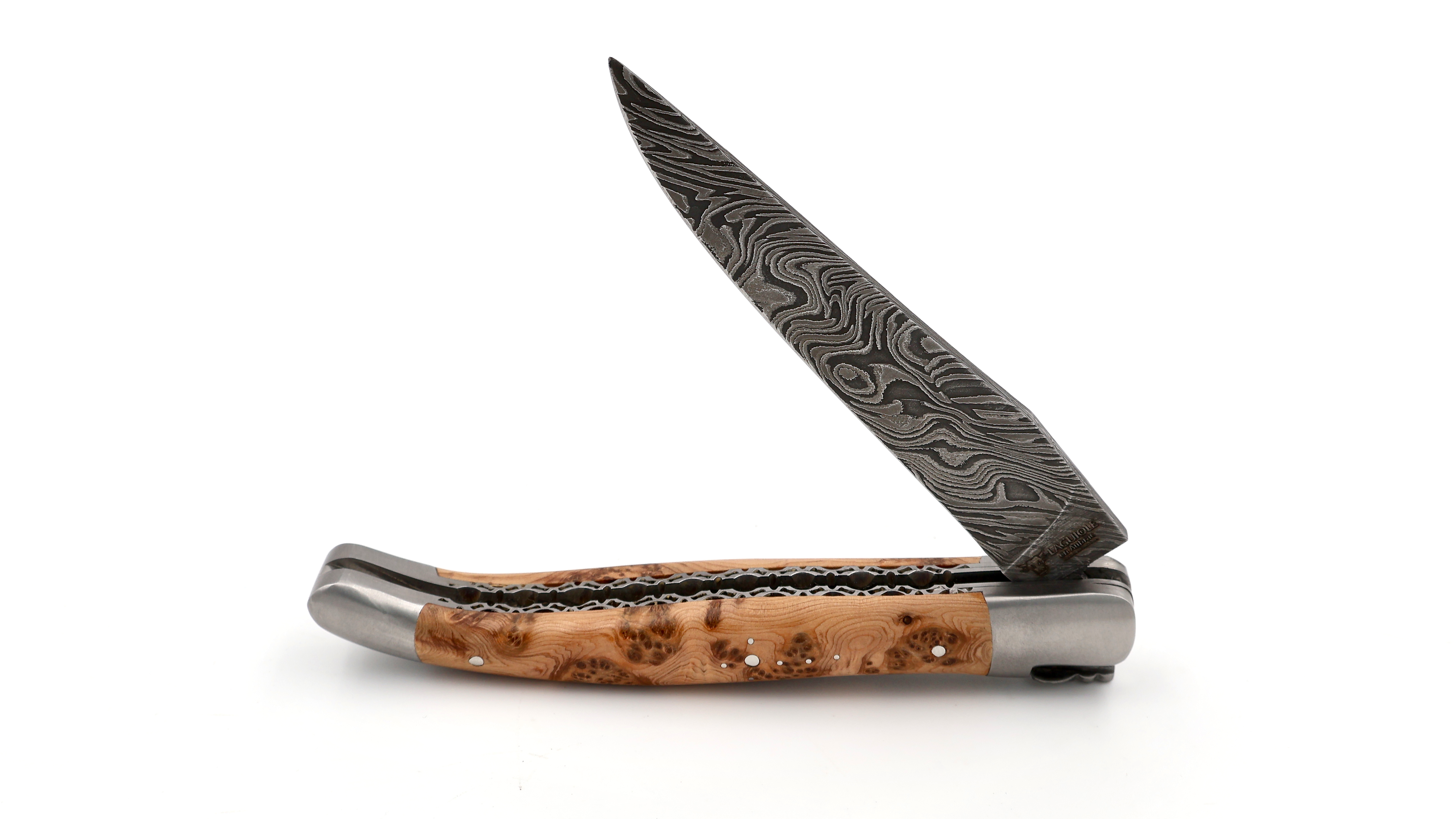Laguiole en Aubrac Explosionsdamast Wacholder Doppelplatine 12 cm