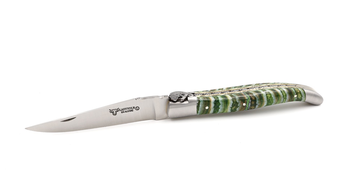 Laguiole en Aubrac Laguiole knife unique piece gecko - stabilzed mammoth tusk 12 cm