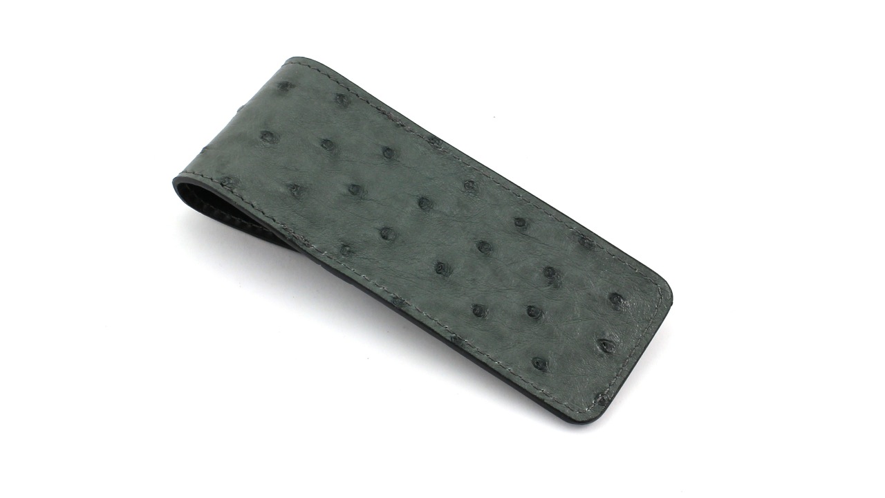 MAX CAPDEBARTHES Taschenetui LUXE Straussenleder grau 12 cm