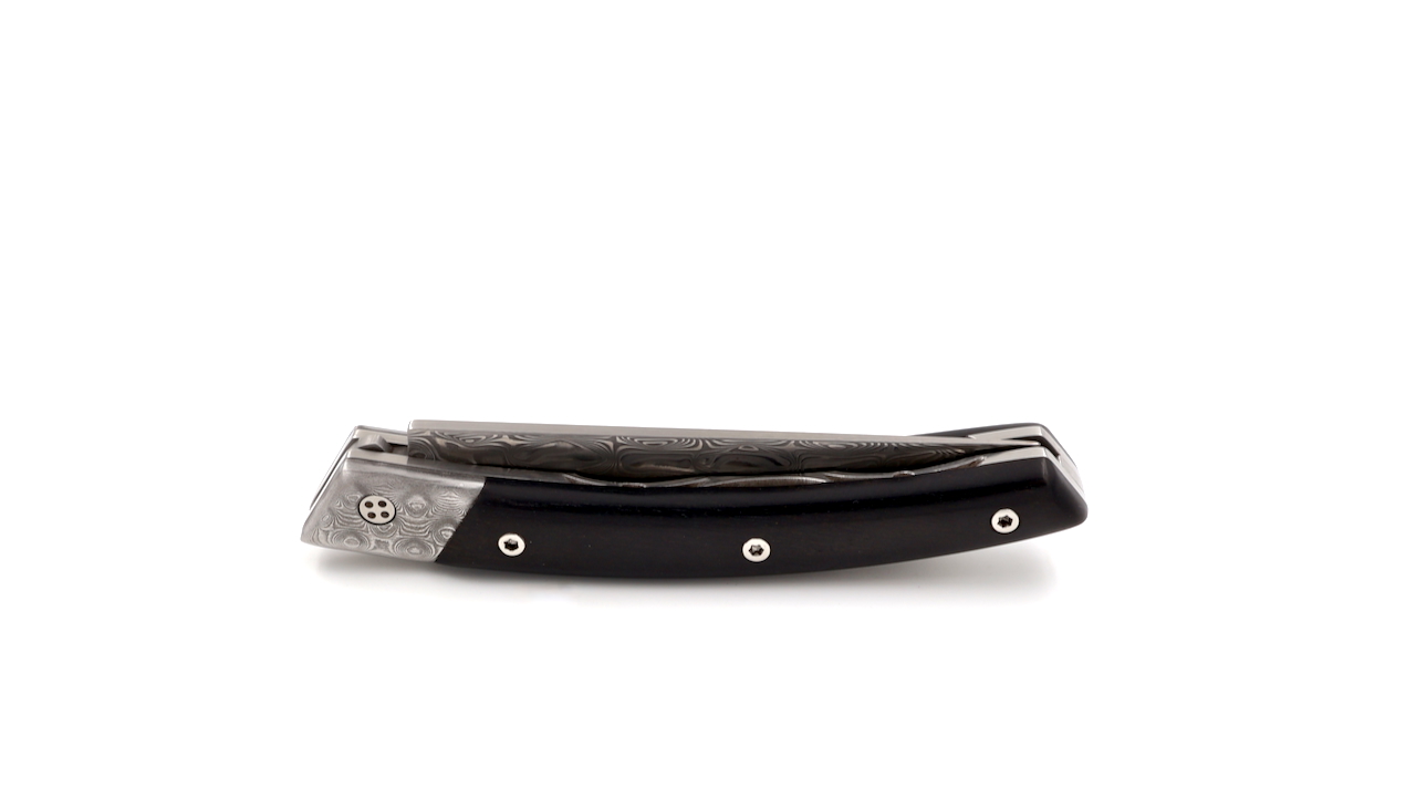 Claude DOZORME Thiers RLT ebony damascus blade and bolsters Claude DOZORME Thiers RLT ebony damascus blade and bolsters