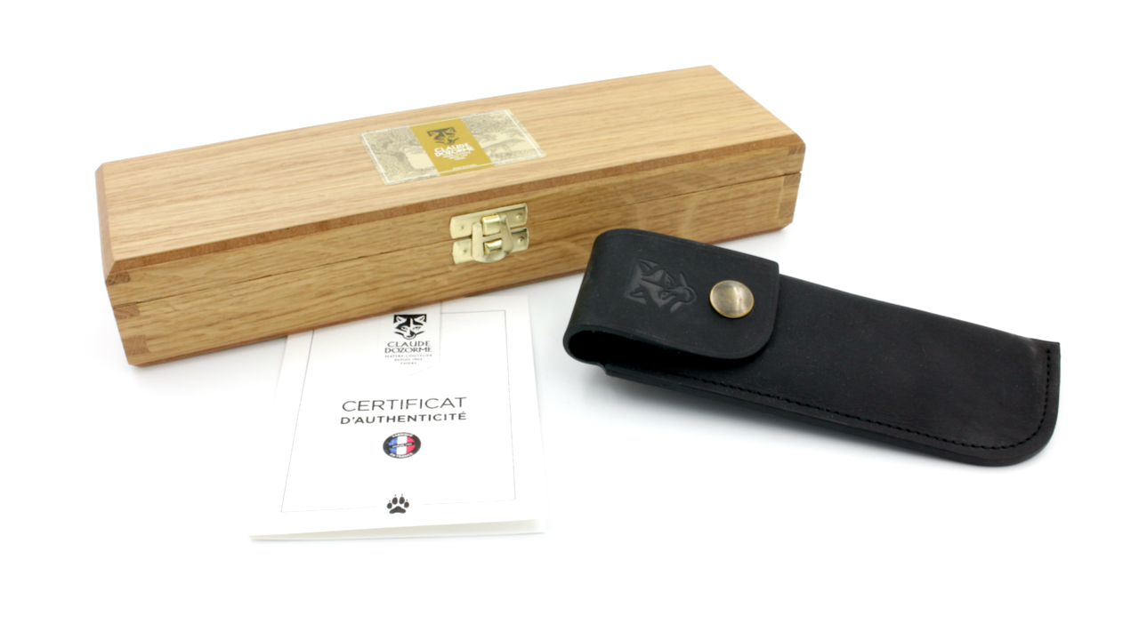 EOK-Ausstattung Claude DOZORME EOK Mister Blade Jagdmesser stabilisierter Weinstock Damastklinge