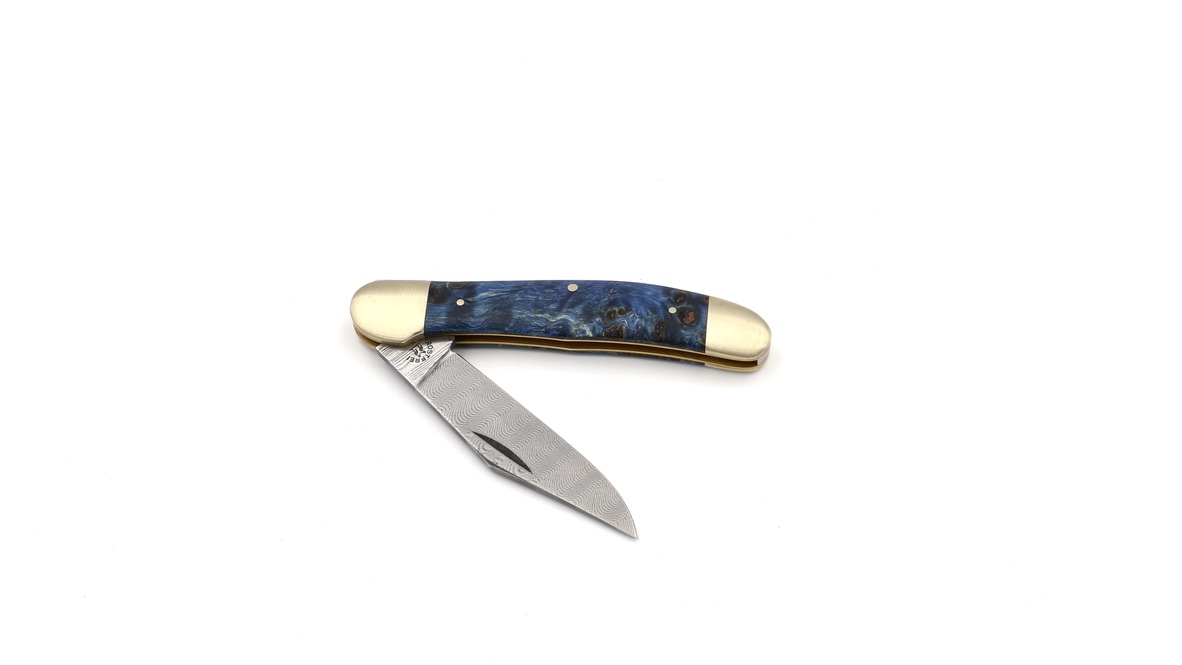 Robert Klaas US-Copperhead knife  maple burl damascus blade