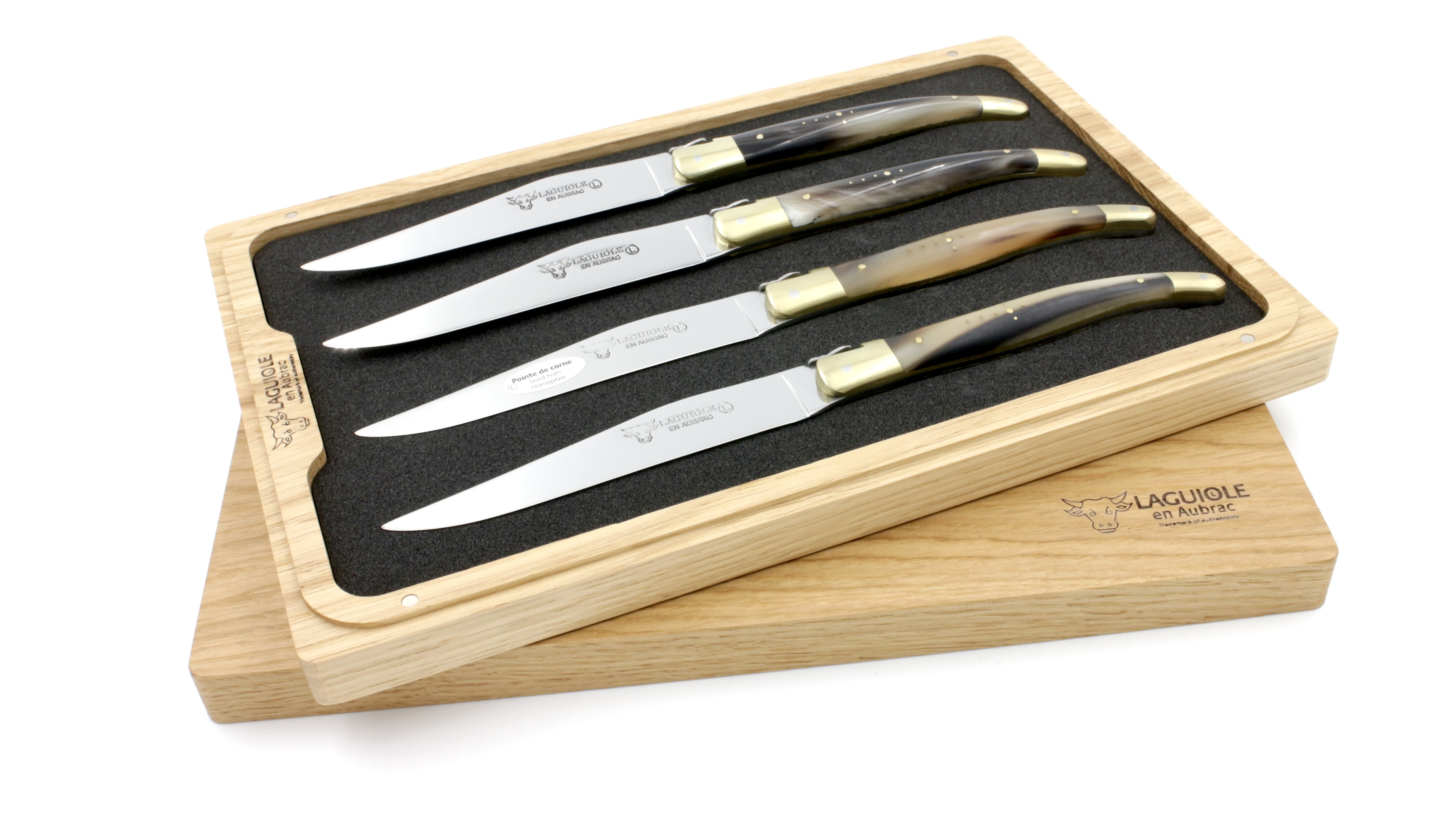 Lsguiole en Subrac geflammte Hornspitze Messing Laguiole Steakmesser Set 6-tlg. 