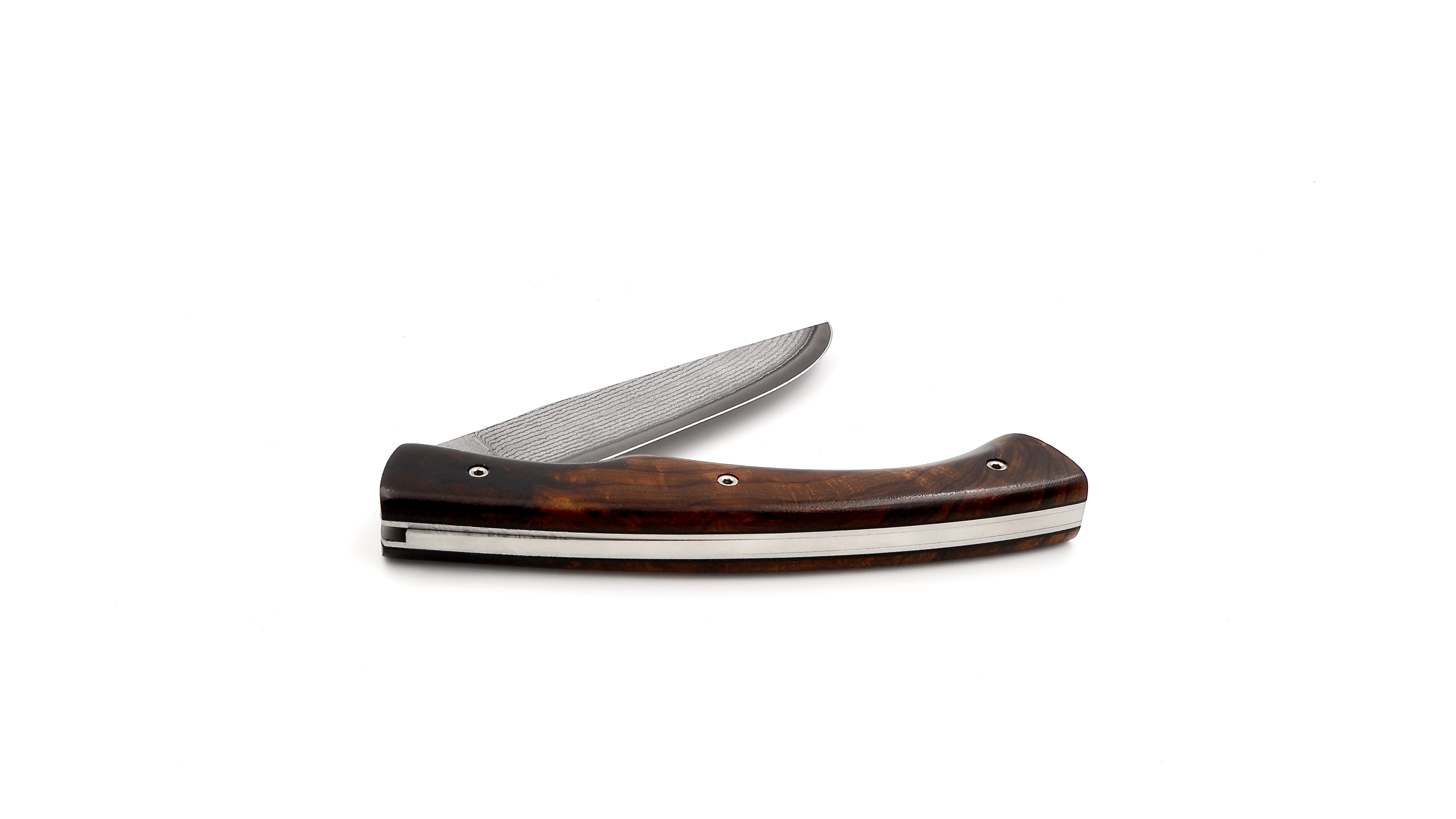 KLEOS folding knife LYKOS burl of ironwood VG10 suminagashi damascus blade
