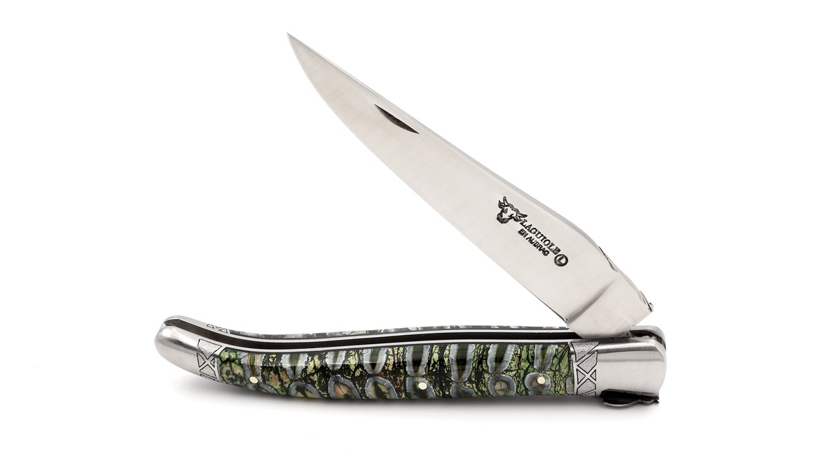 Laguiole en Aubrac Laguiole knife unique piece stabilzed mammoth tusk 12 cm 