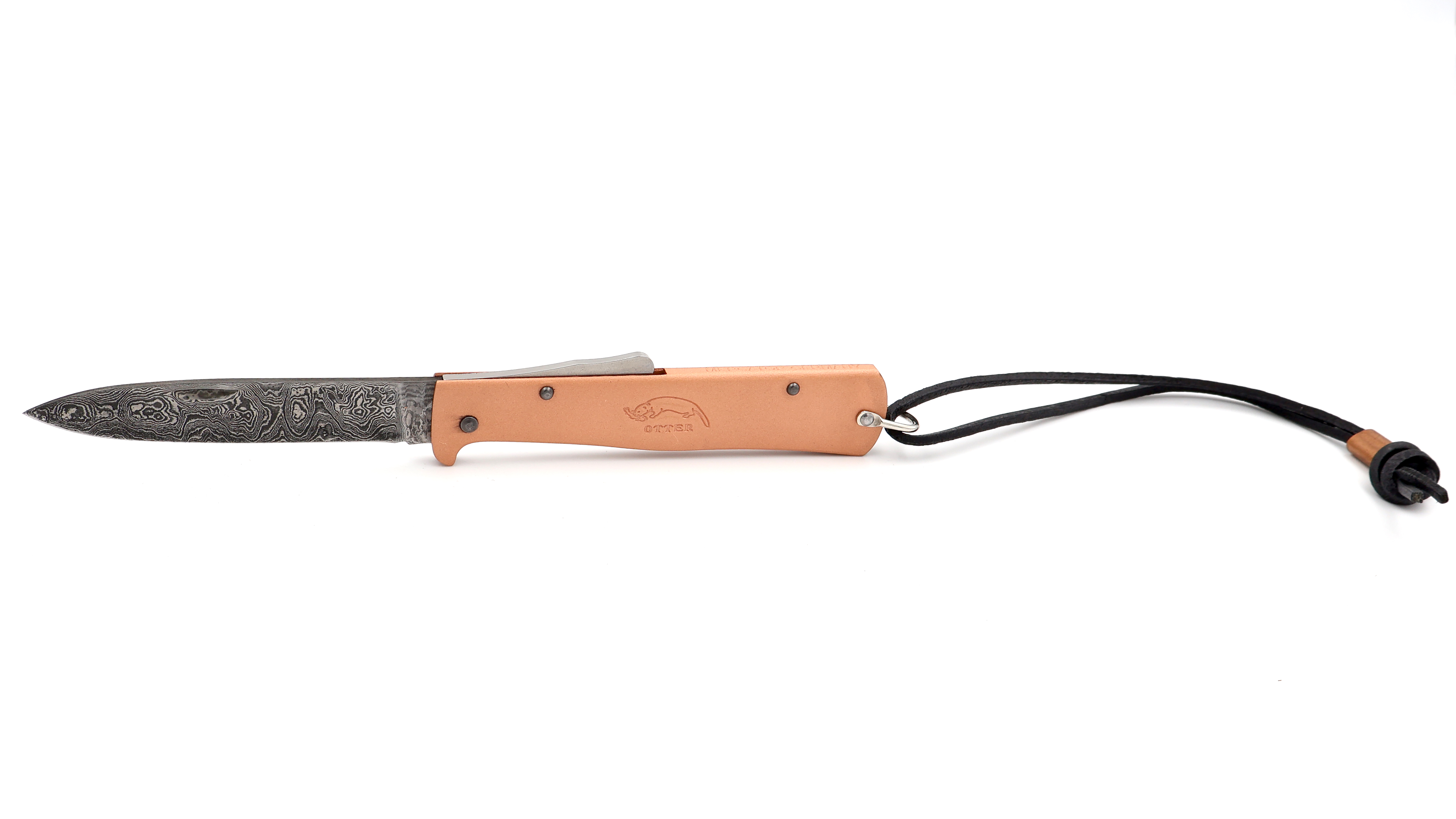 OTTER MERCATOR knife copper scales damascus blade