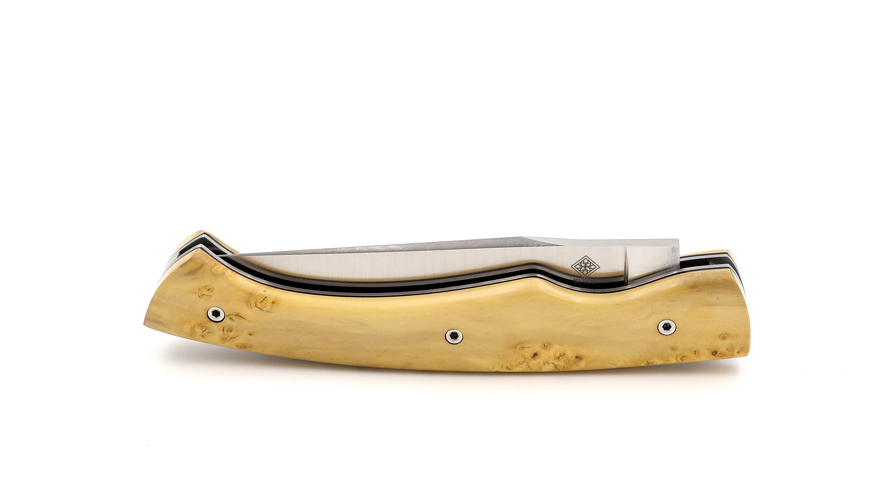 KLEOS folding knife LYKOS boxwood burl iced blade