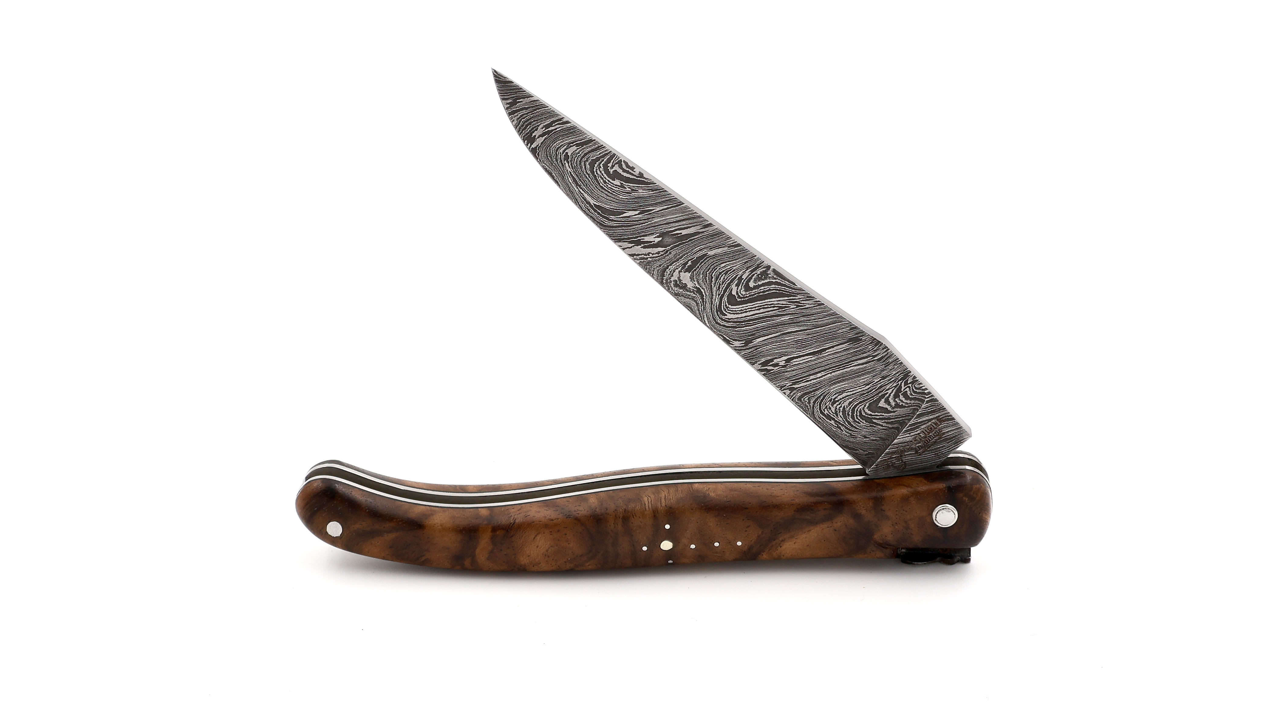 Laguiole en Aubrac Walnuss Wurzelholz Explosionsdamast Biene Hornisse 12 cm