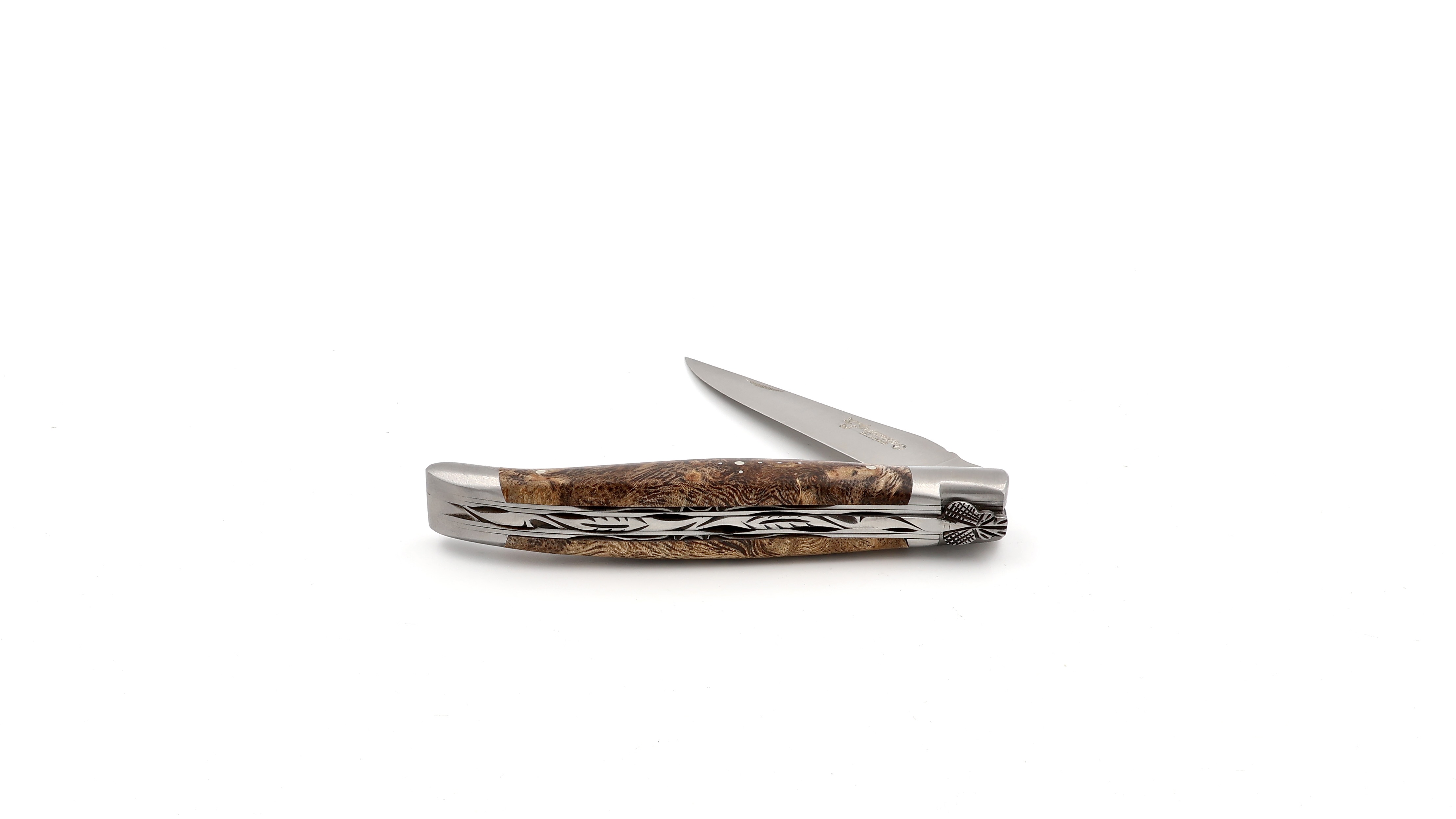 Laguiole en Aubrac doubleplate knife albizia wood 12 cm