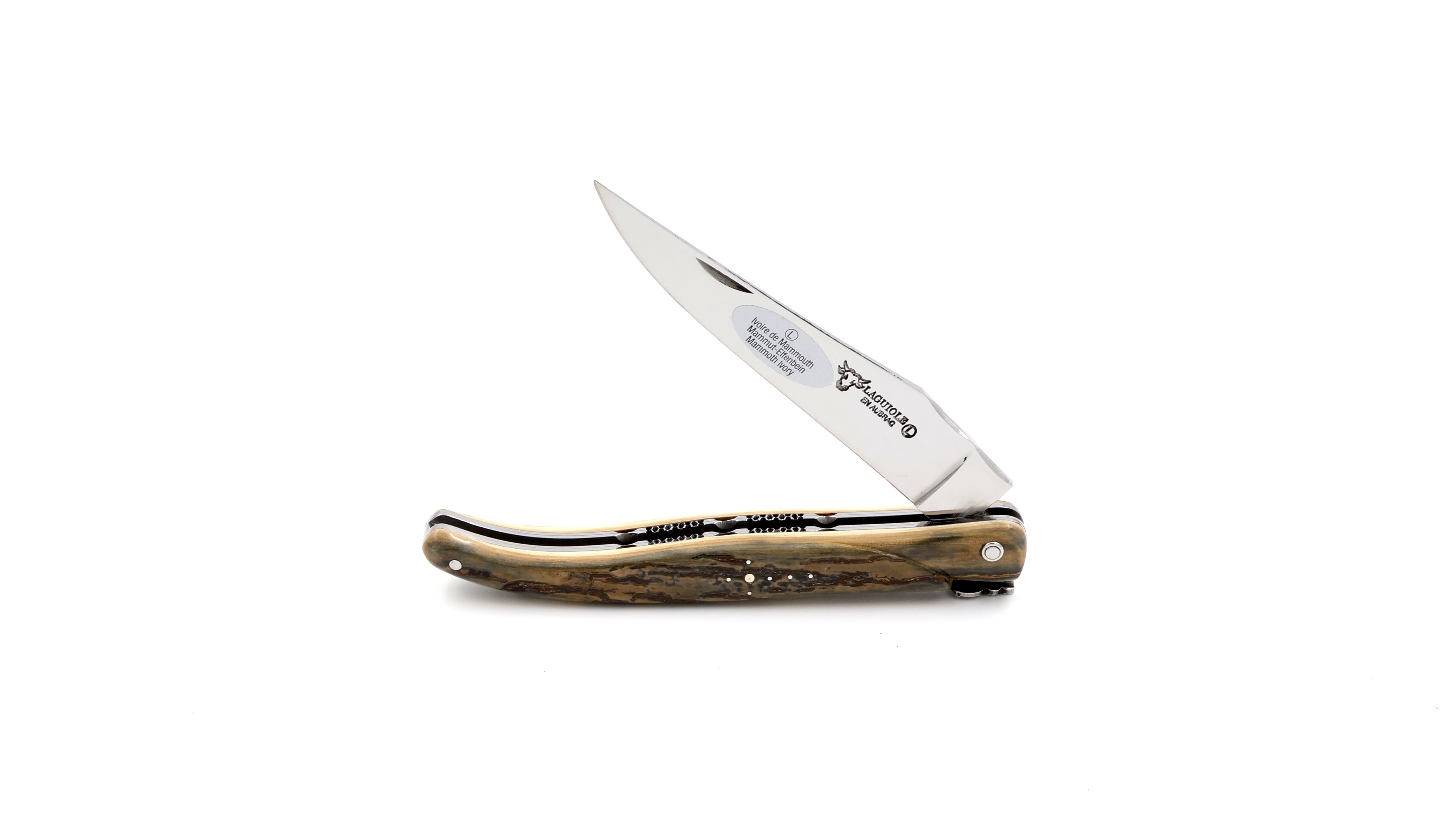 Laguiole en Aubrac Mammutelfenbein Kruste massiv Doppelplatine 12 cm  
