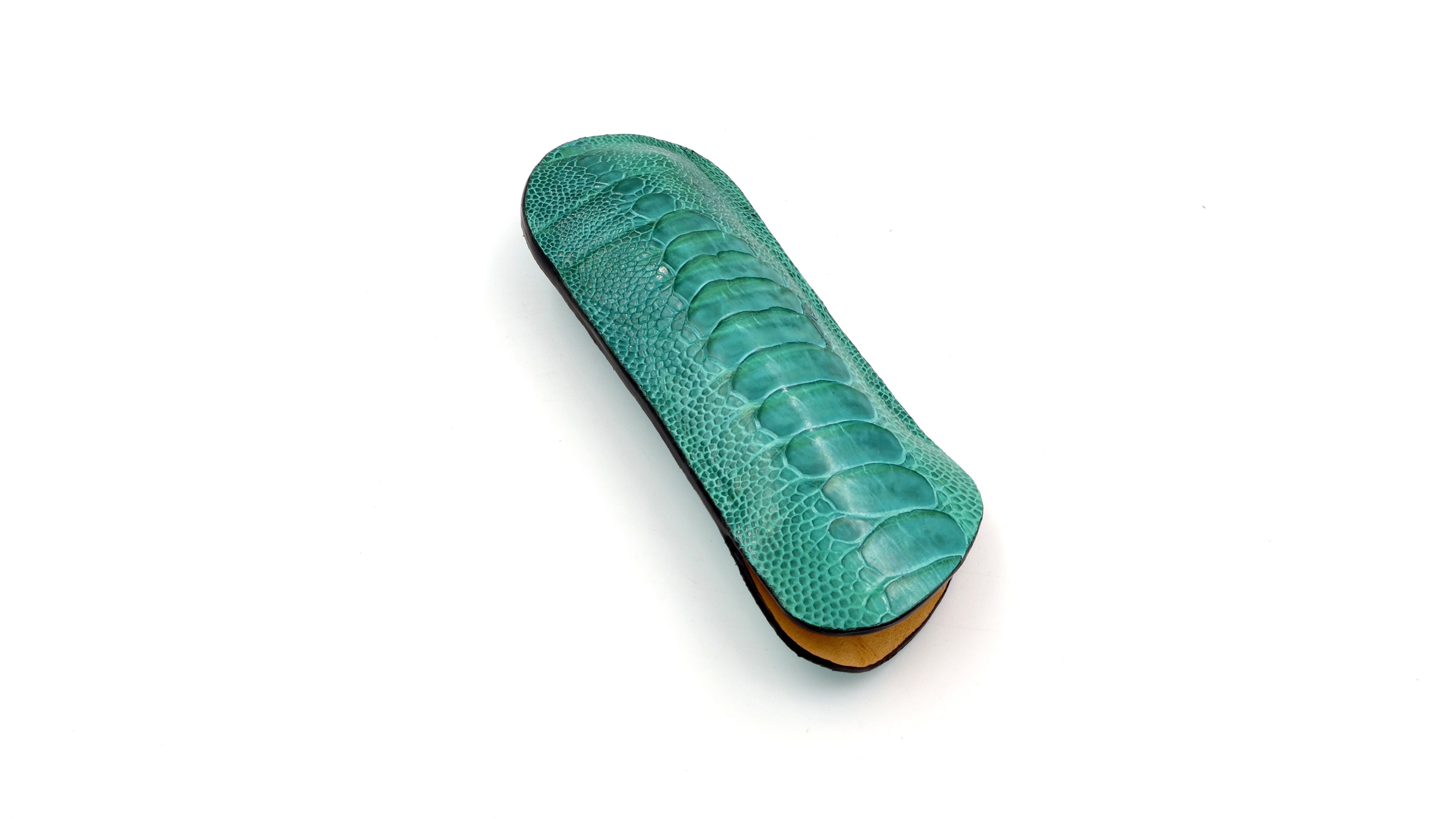 Atelier N°7 ostrichleg leather turquoise-green 14 cm