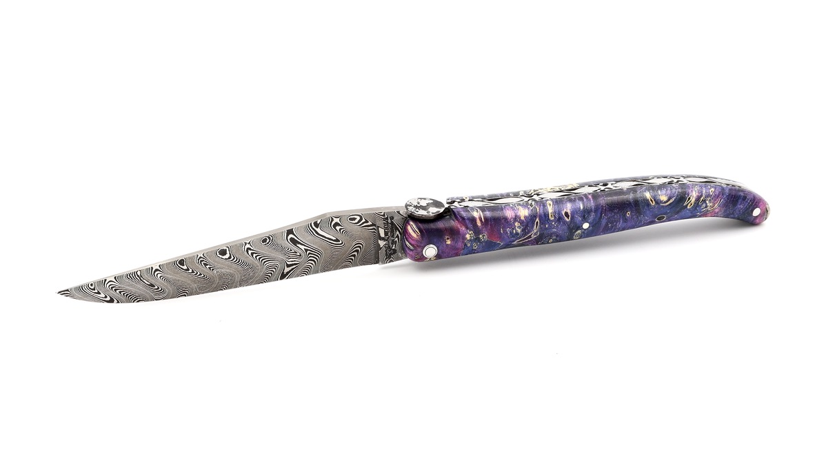 Laguiole en Aubrac Laguiole elder burl with EARTH bee DSC® Carbon damascus 12 cm