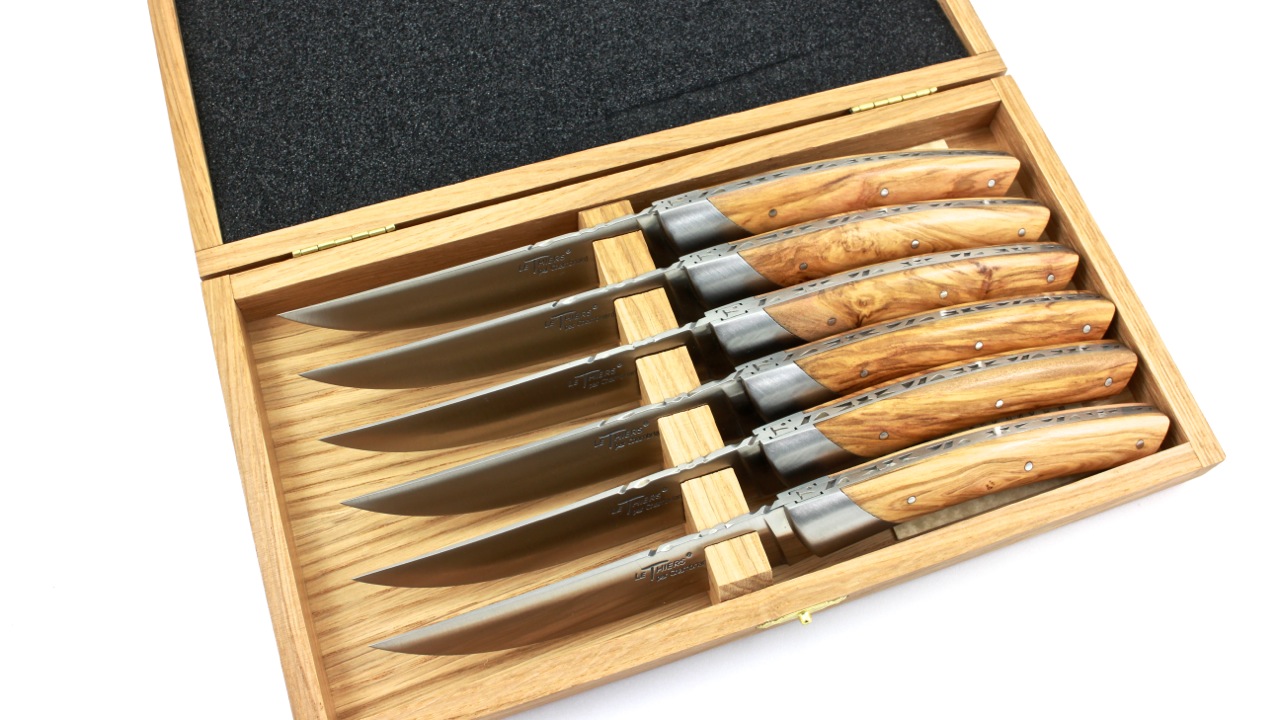 Chambriard Thiers steak knives set of 6 olive wood