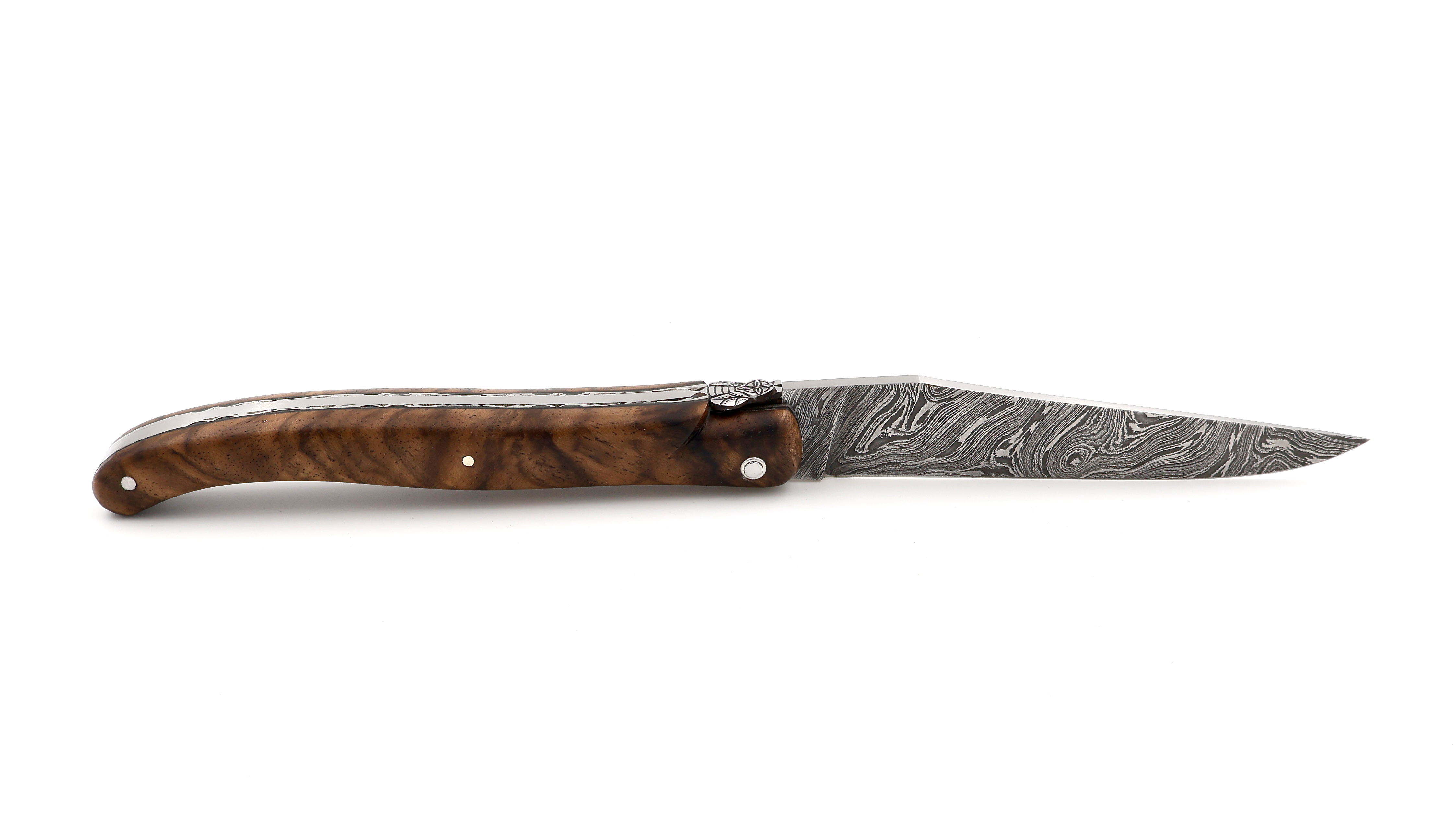 Laguiole en Aubrac Walnuss Wurzelholz Explosionsdamast Biene Hornisse 12 cm
