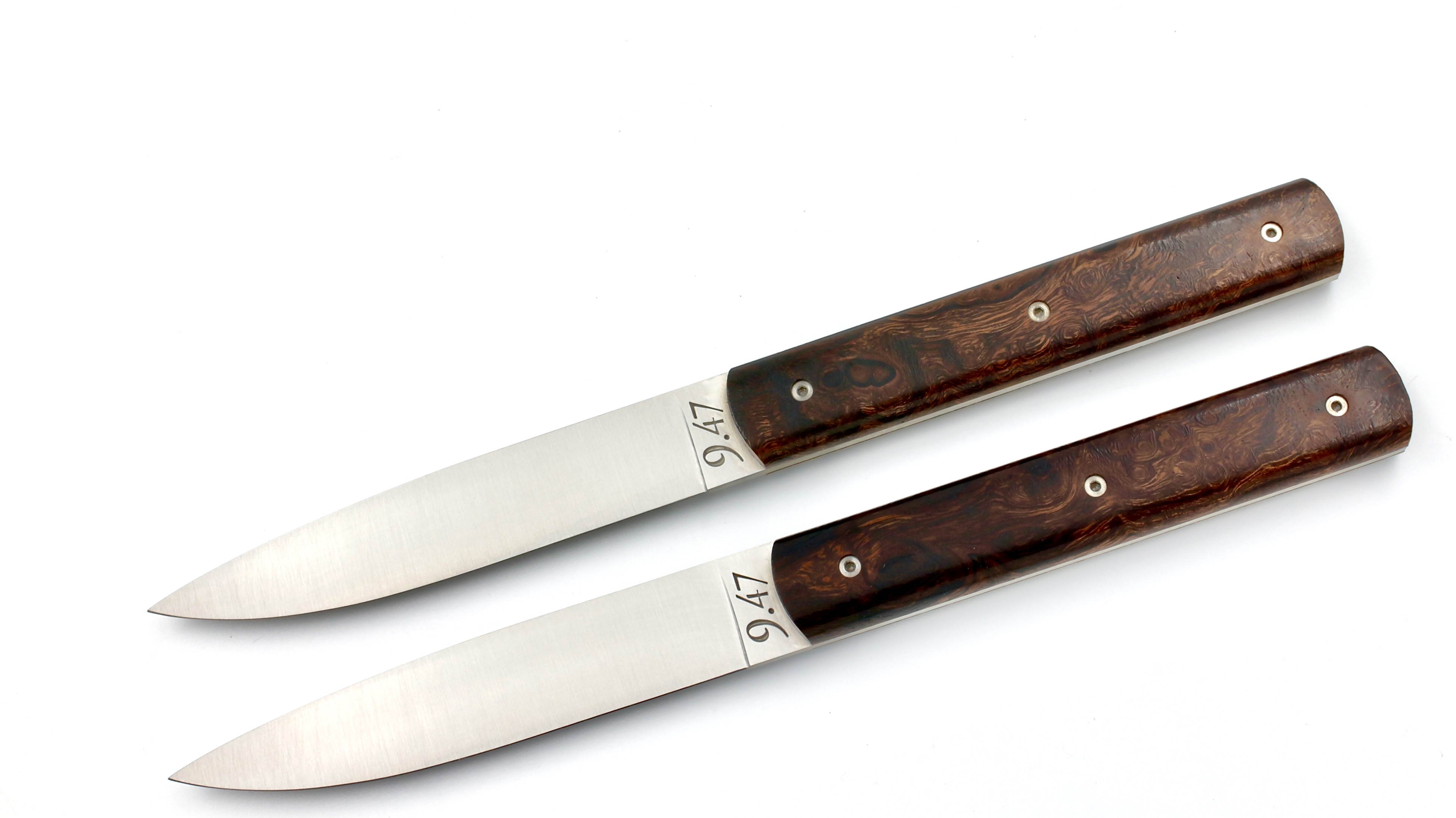 PERCEVAL 9.47 steak knives set of 6 or set of 2 burl of ironwood