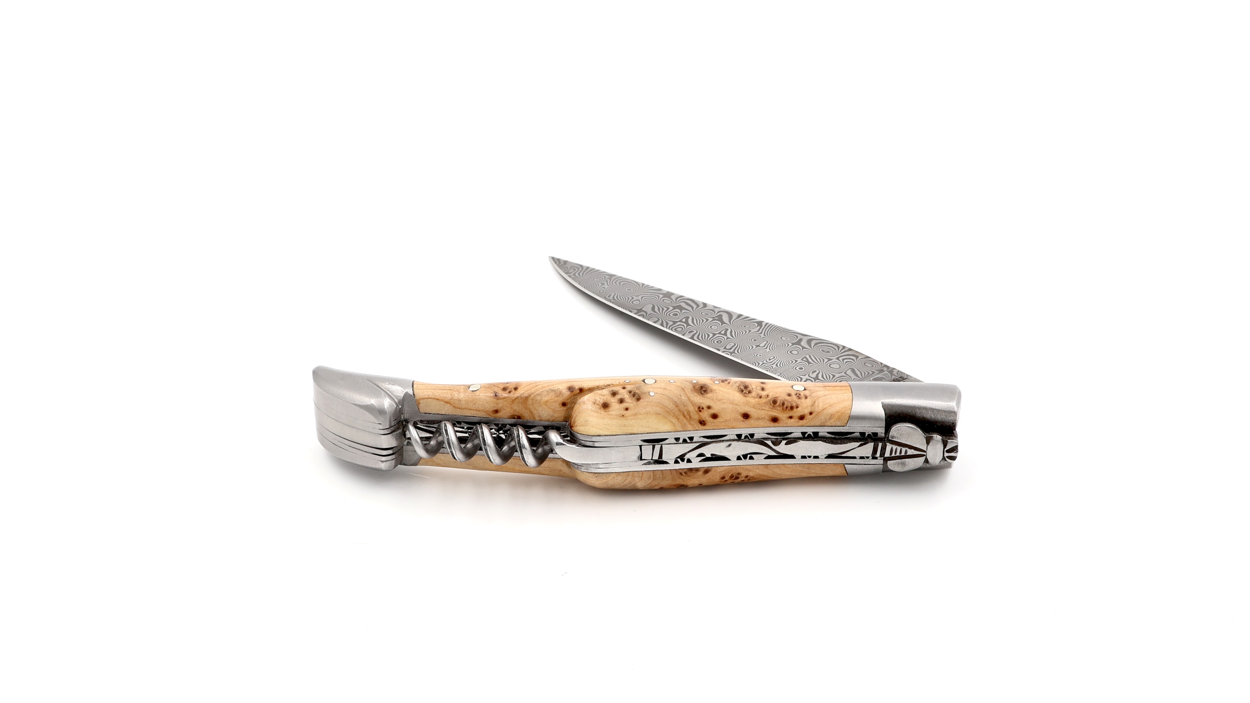 Laguiole en Aubrac  DSC® rostfreier Rosendamast Wacholder Doppelplatine Korkenzieher 12 cm  