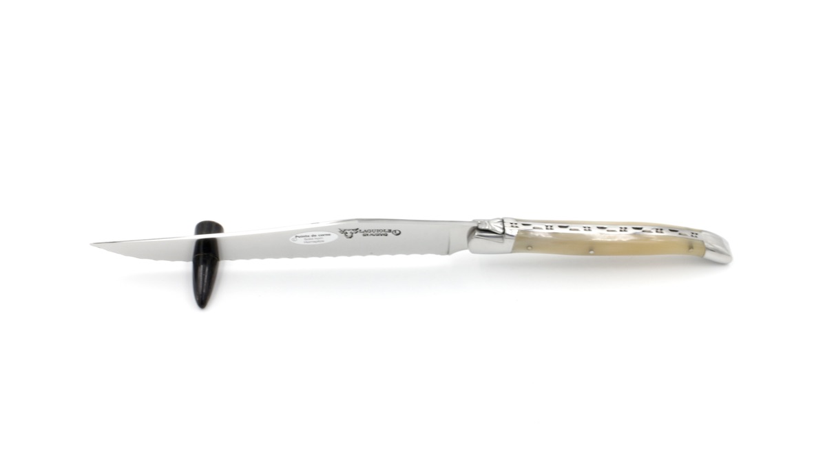 Laguiole en Aubrac bread knife Laguiole shape juniper shiny 18 cm