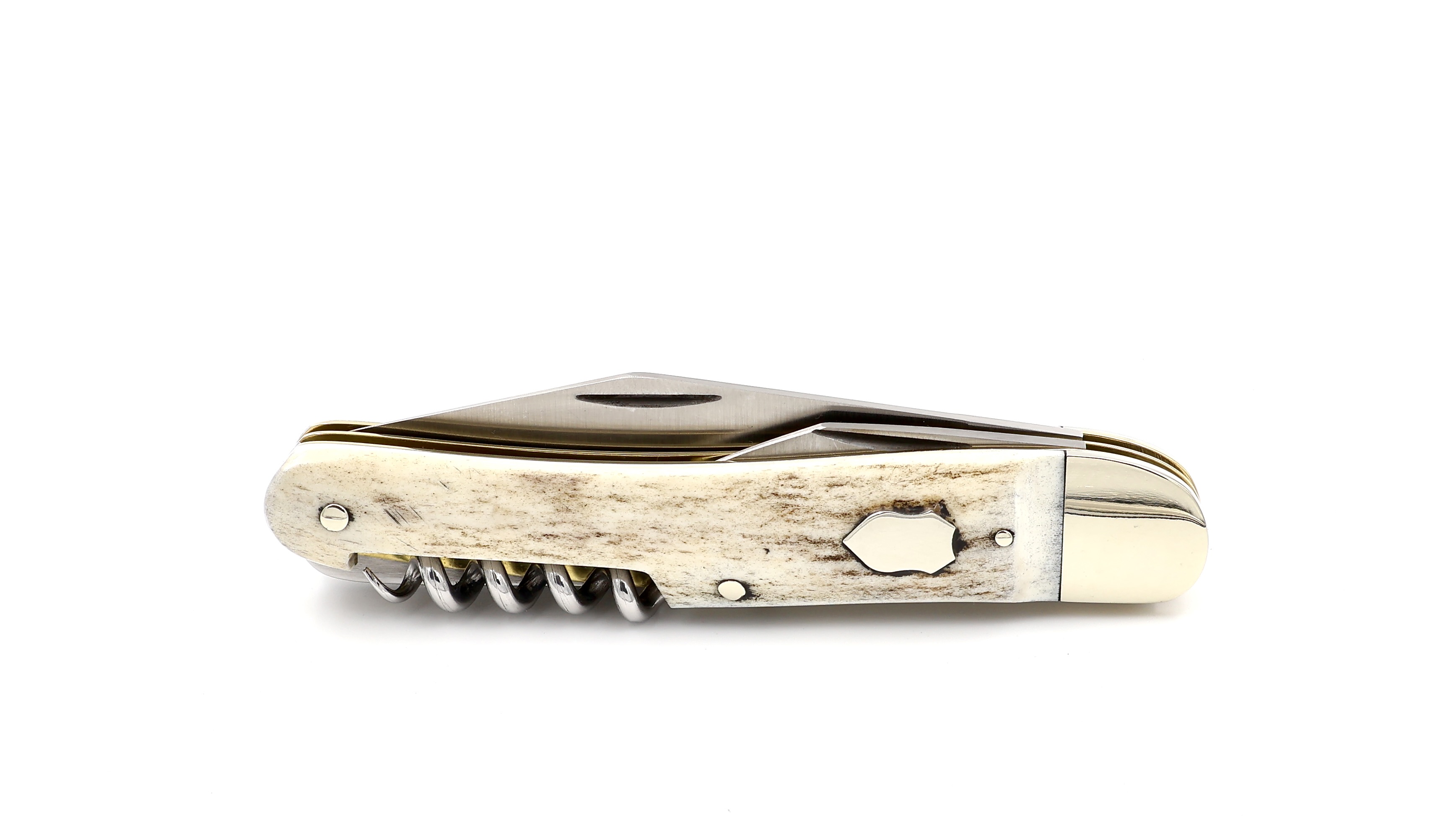 Hartkpf pocketknife blue-glazed stag horn with corkscrew backlock