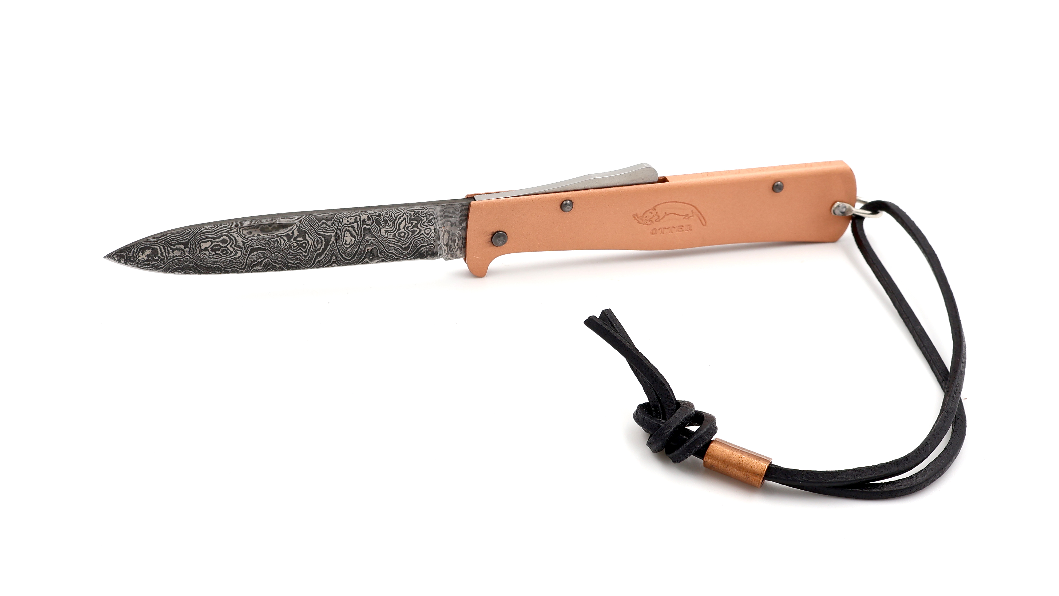 OTTER MERCATOR knife copper scales damascus blade