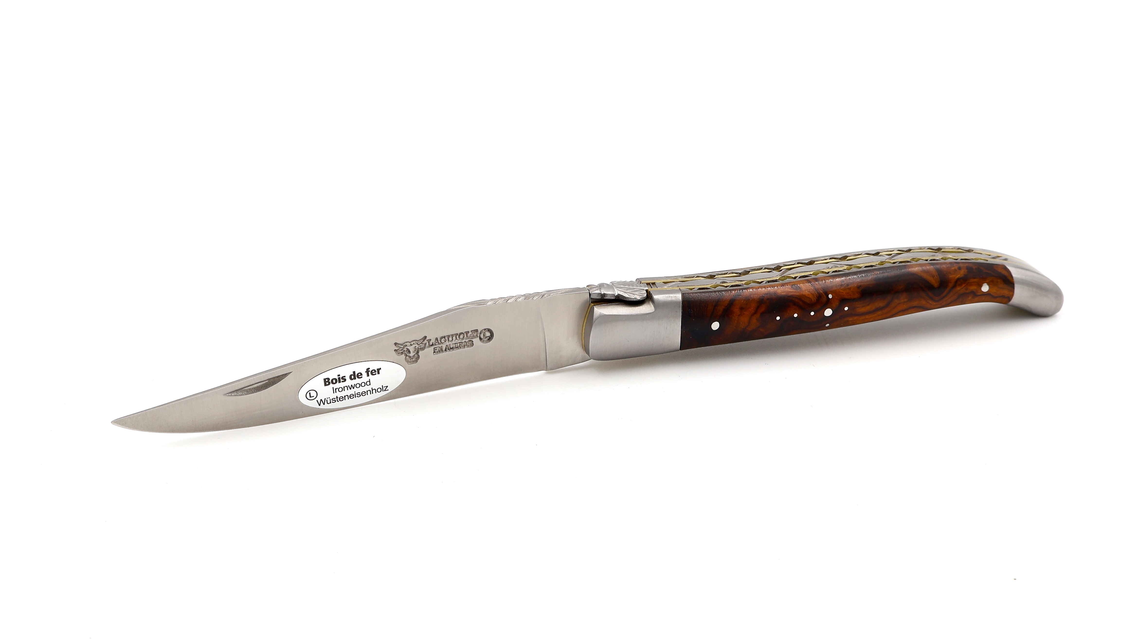 Laguiole en Aubrac doubleplate knife Ironwood brass 12 cm