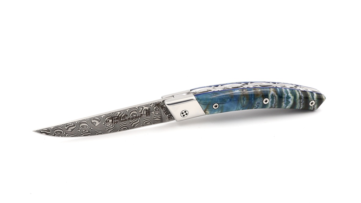 Claude DOZORME Thiers RLT mammoth tusk damascus blade
