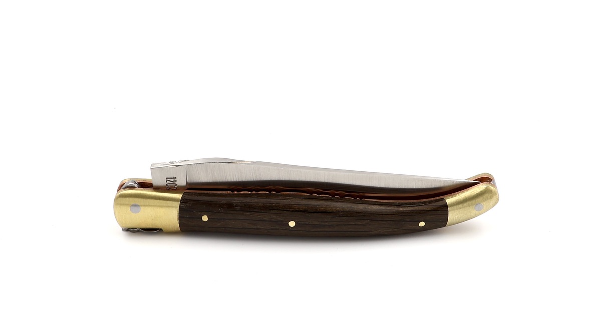 Laguiole en Aubrac knife BIJOU bog oak with chiseled plates 12 cm