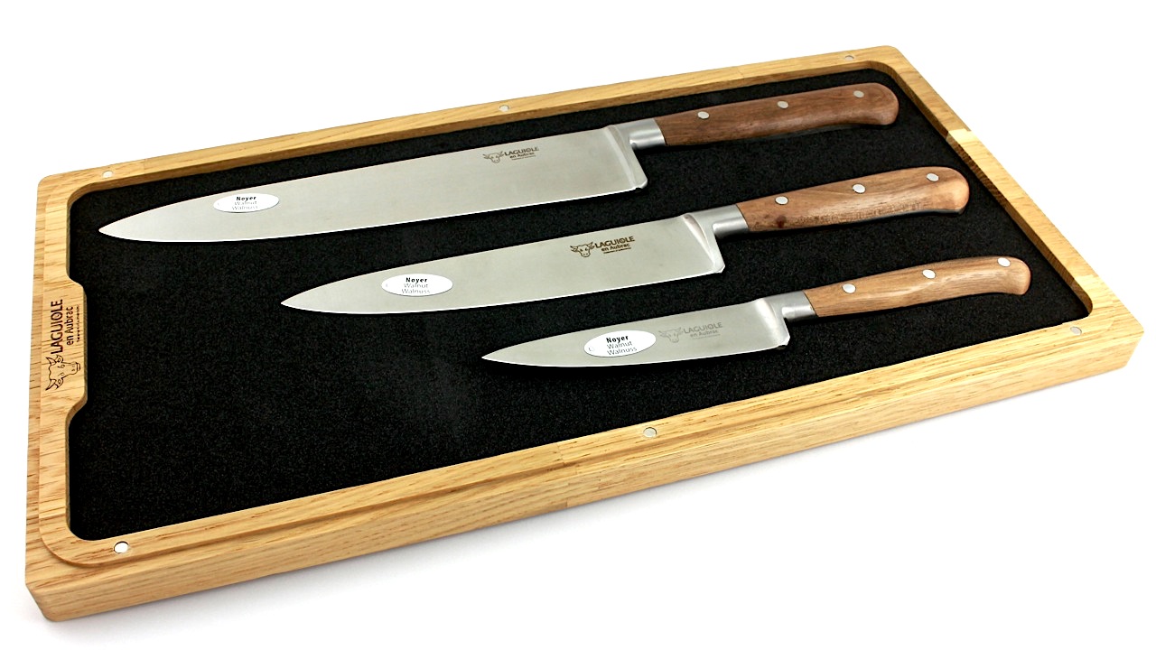 Laguiole en Aubrac Walnuss Kochmesserset 3-teilig