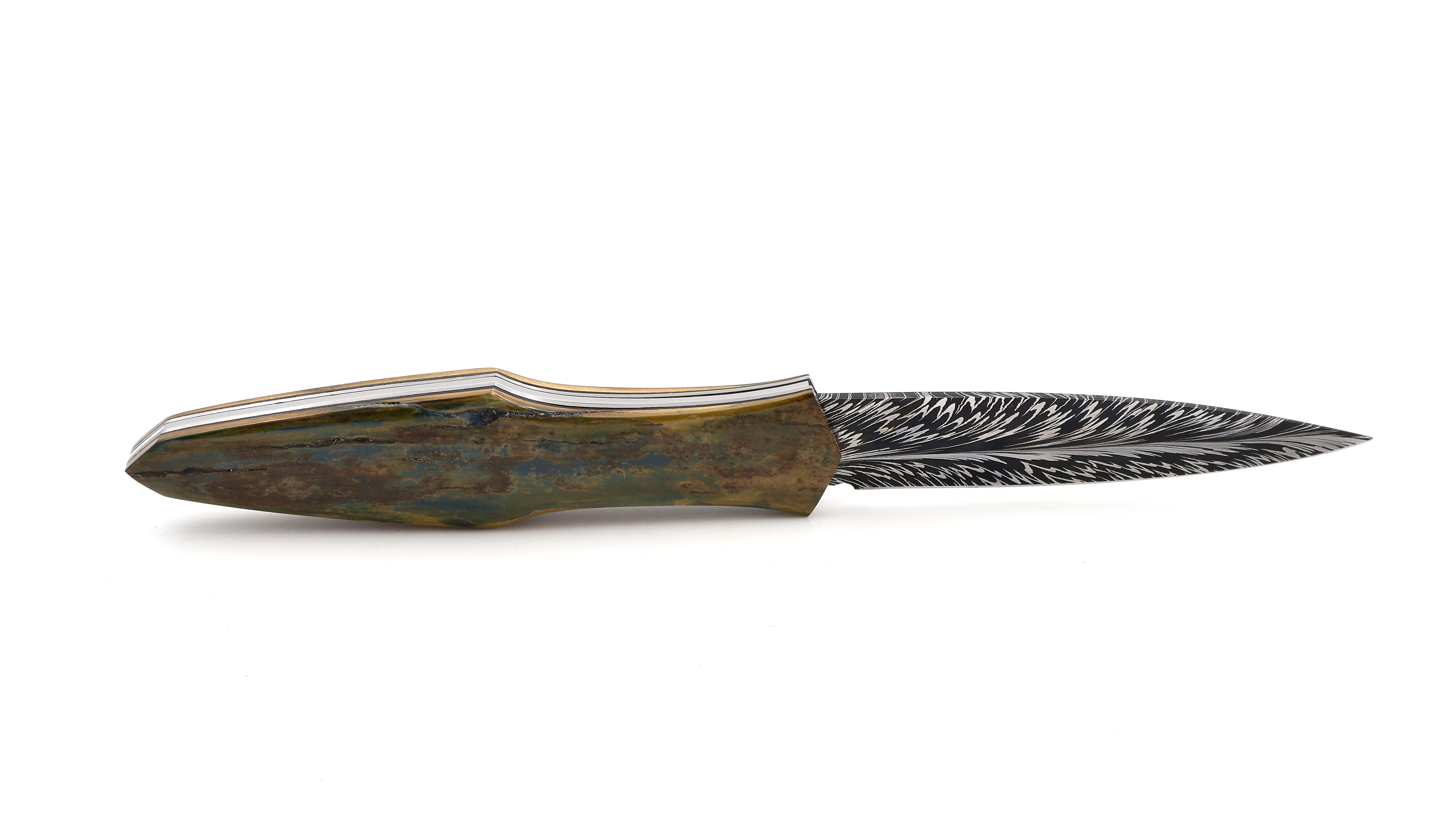 Laraud Blades MagnaPinna mammoth ivory & handforged feather damascus