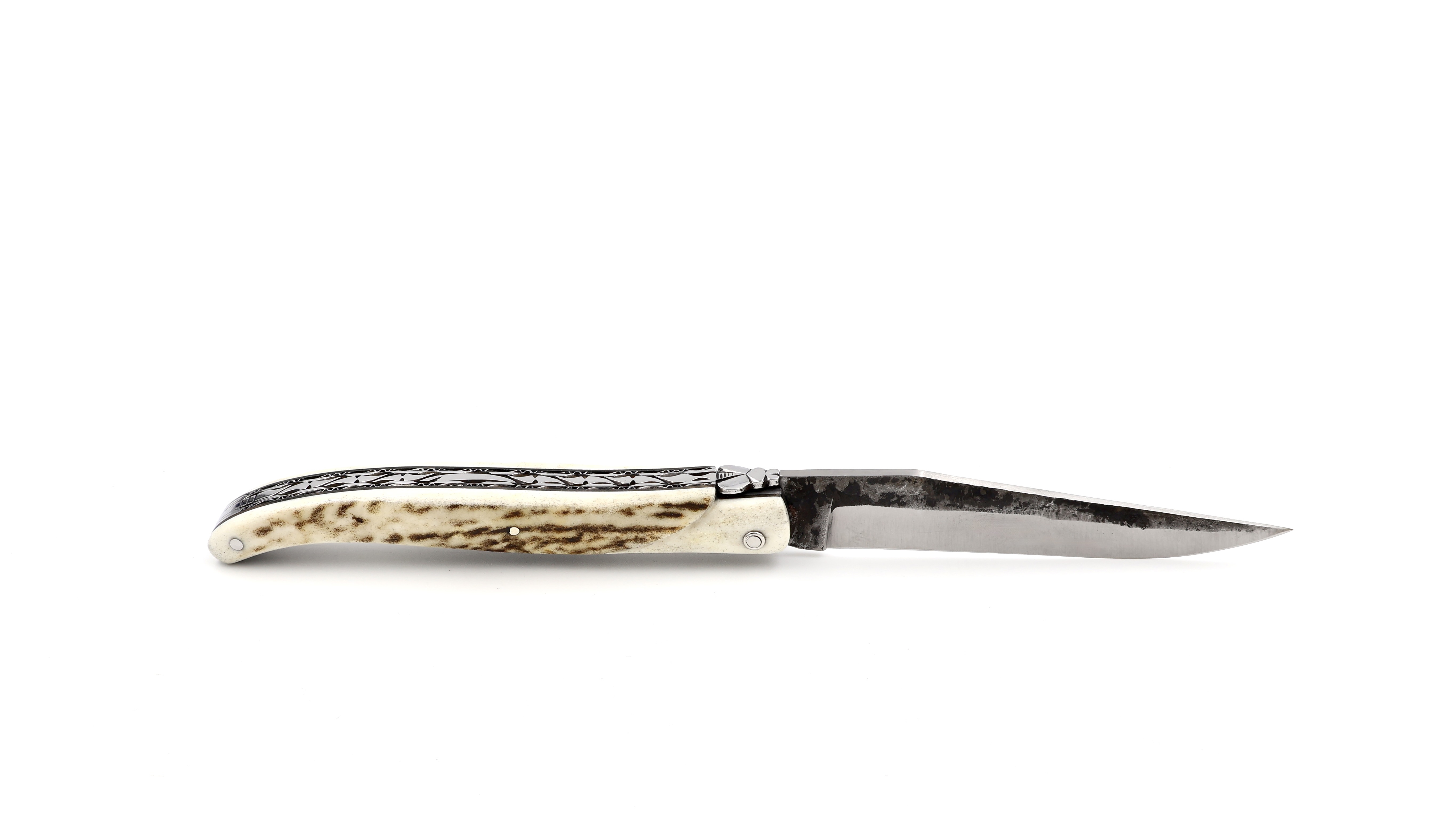 Laguiole en Aubrac Brut de Forge Hirschhorn massiv Doppelplatine 12 cm