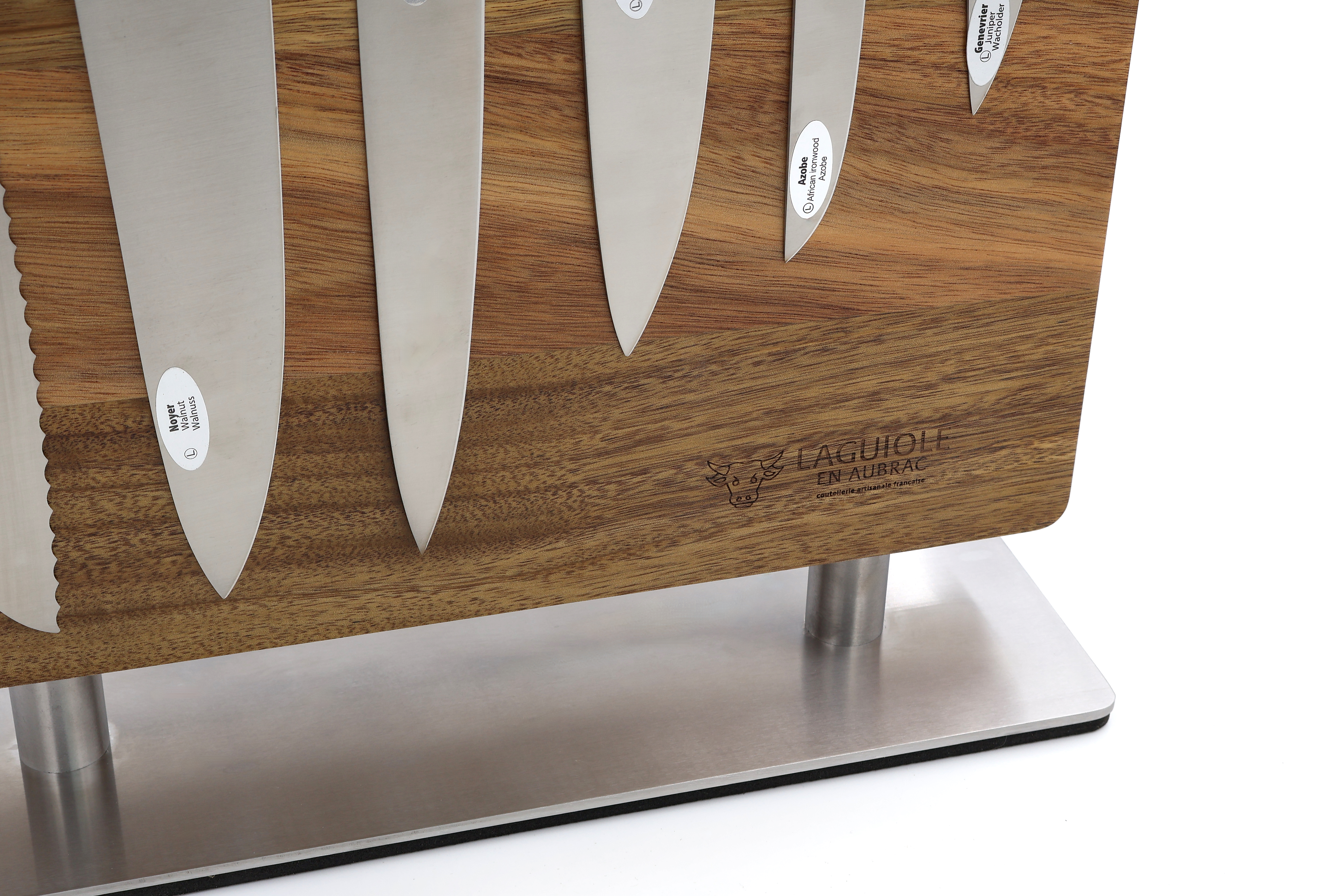 Laguiole en Aubrac  Kochmesser-Set gemischte Hölzer 6-teilig mit Magnetblock