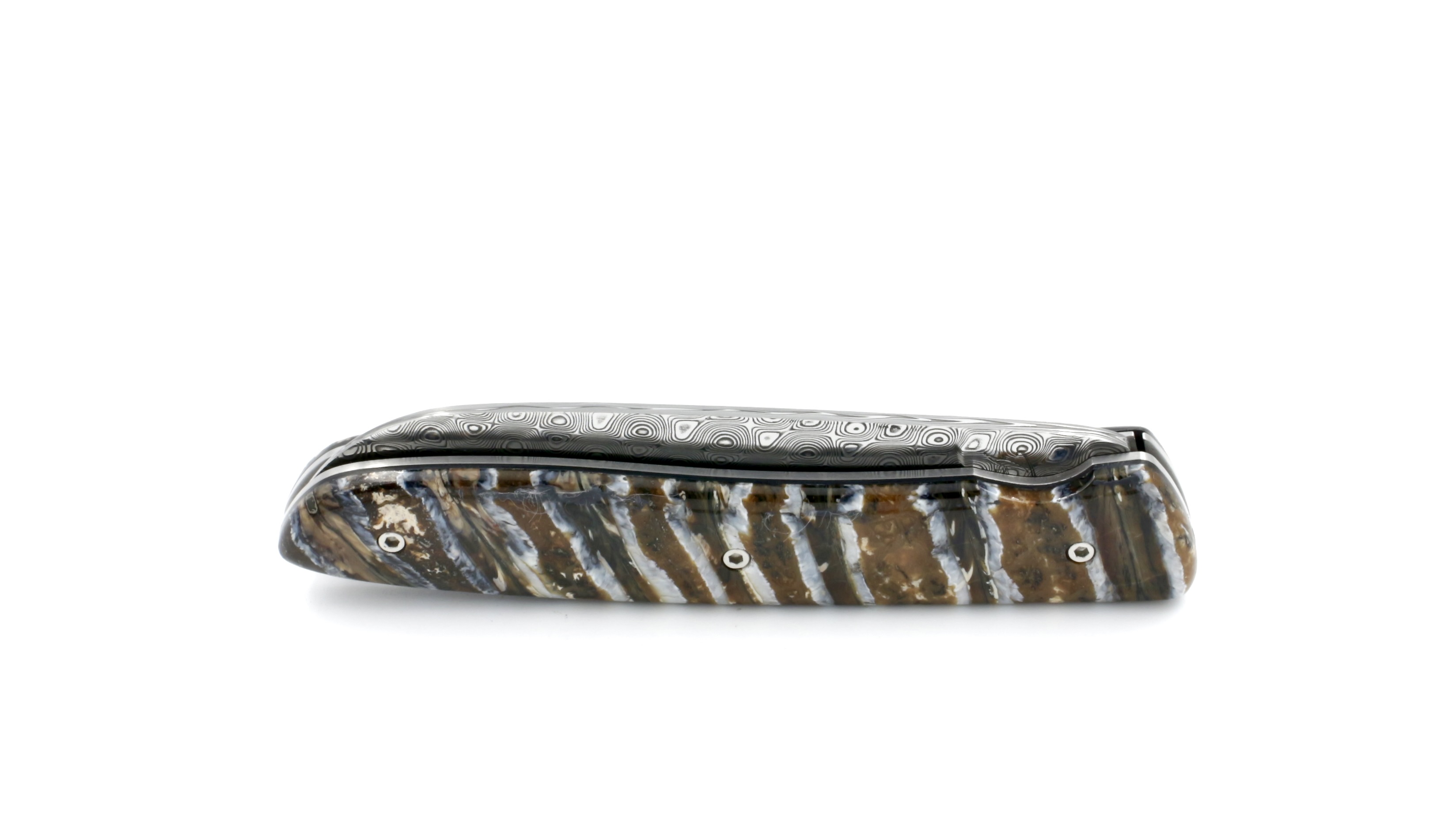 Perceval L08 brown mammoth tusk damascus blade