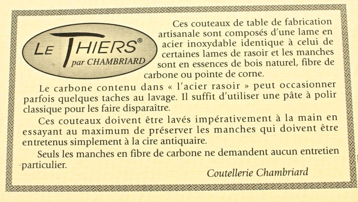 Chambriard Thiers steak knives set of 6 snakewood