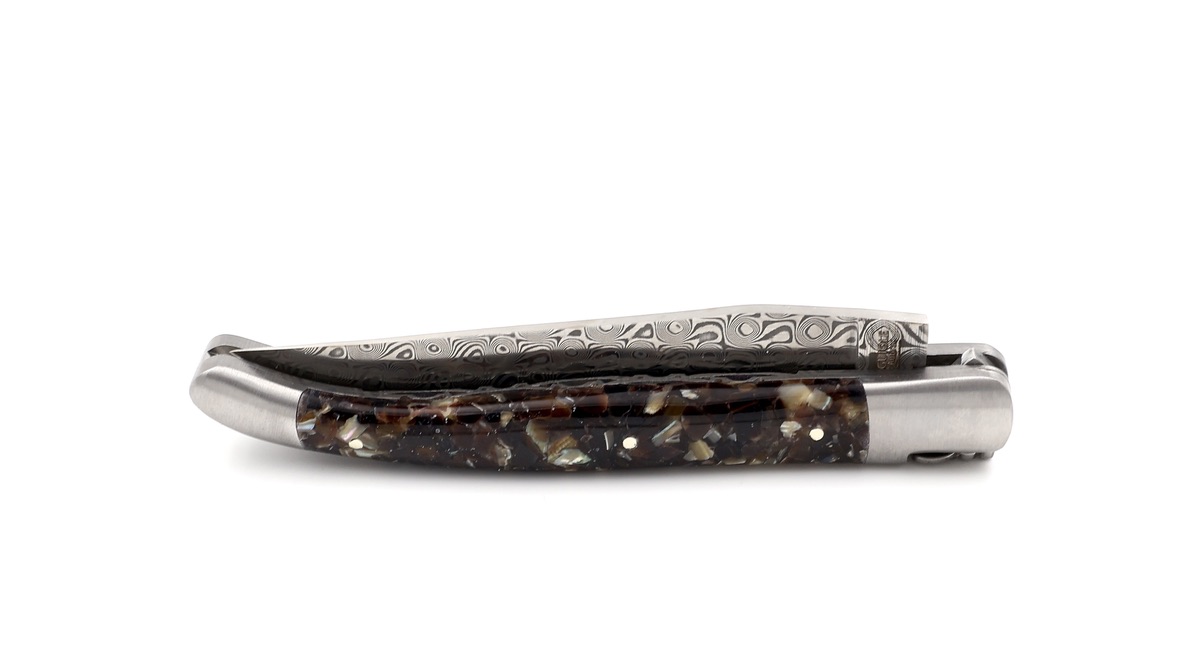 Laguiole en Aubrac DSC® Rosendamast Abalone & Muschelschalen Doppelplatine  12 cm   