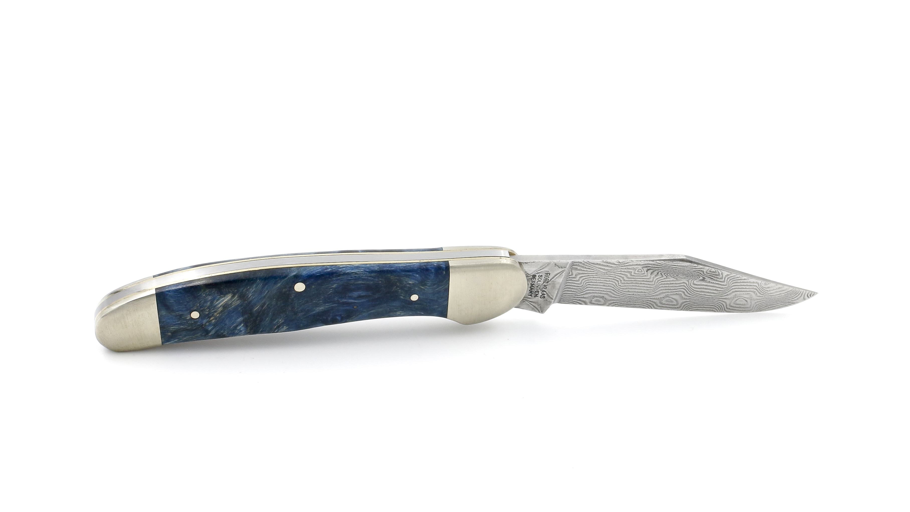 Robert Klaas US-Copperhead knife  maple burl damascus blade