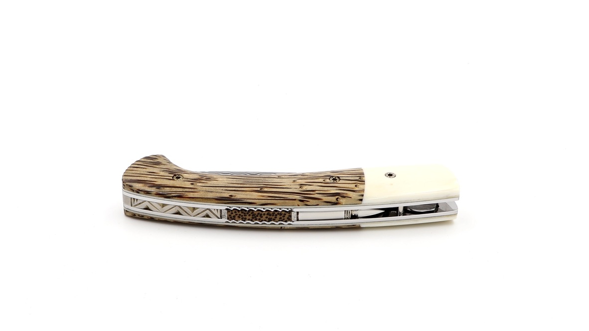 MANU LAPLACE 1515 ZULU palmwood and buffalo bone damascus