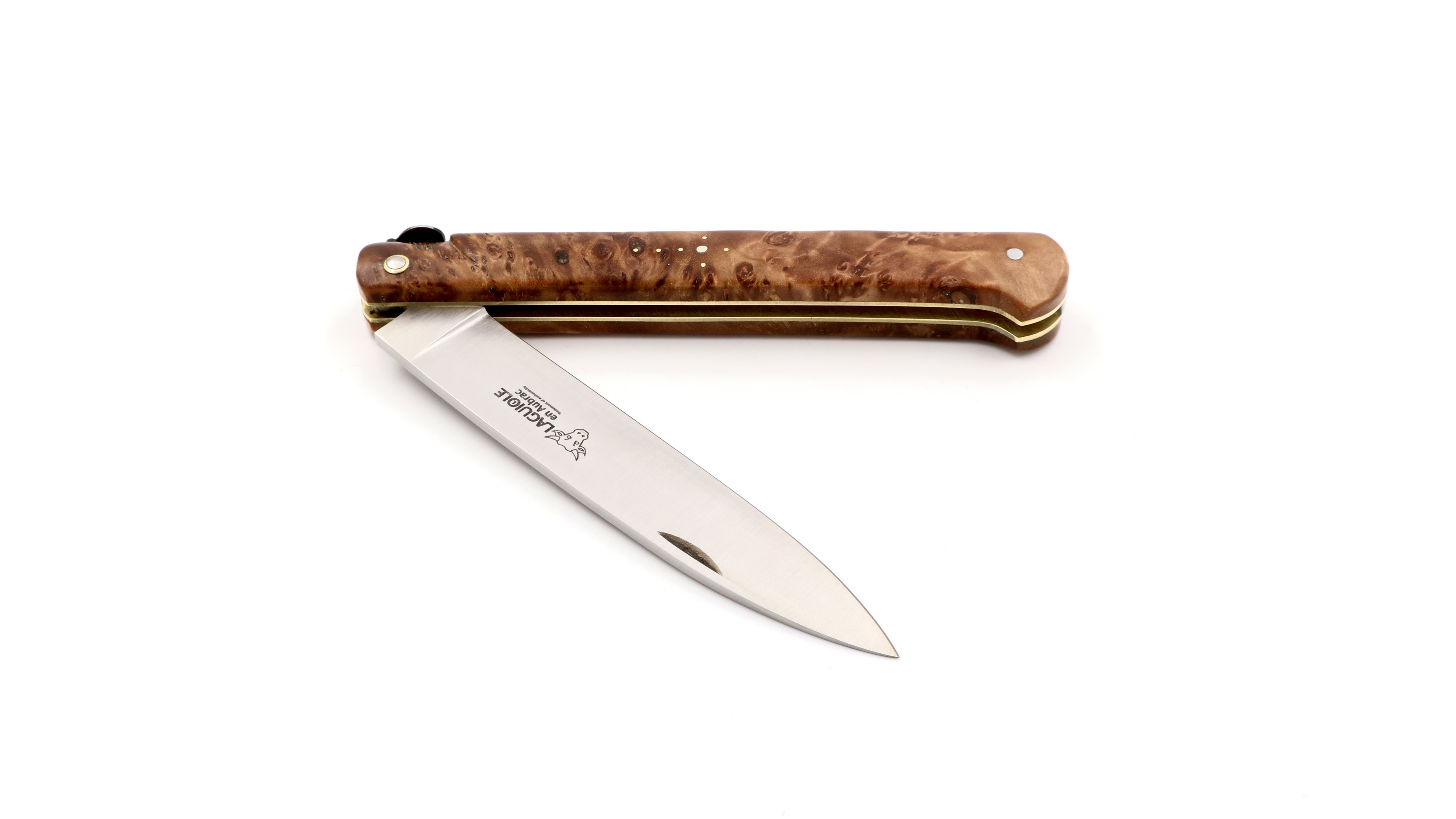 Laguiole en Aubrac Meisterstück DROIT - das Gerade - Silberweide Wurzelholz 13 cm