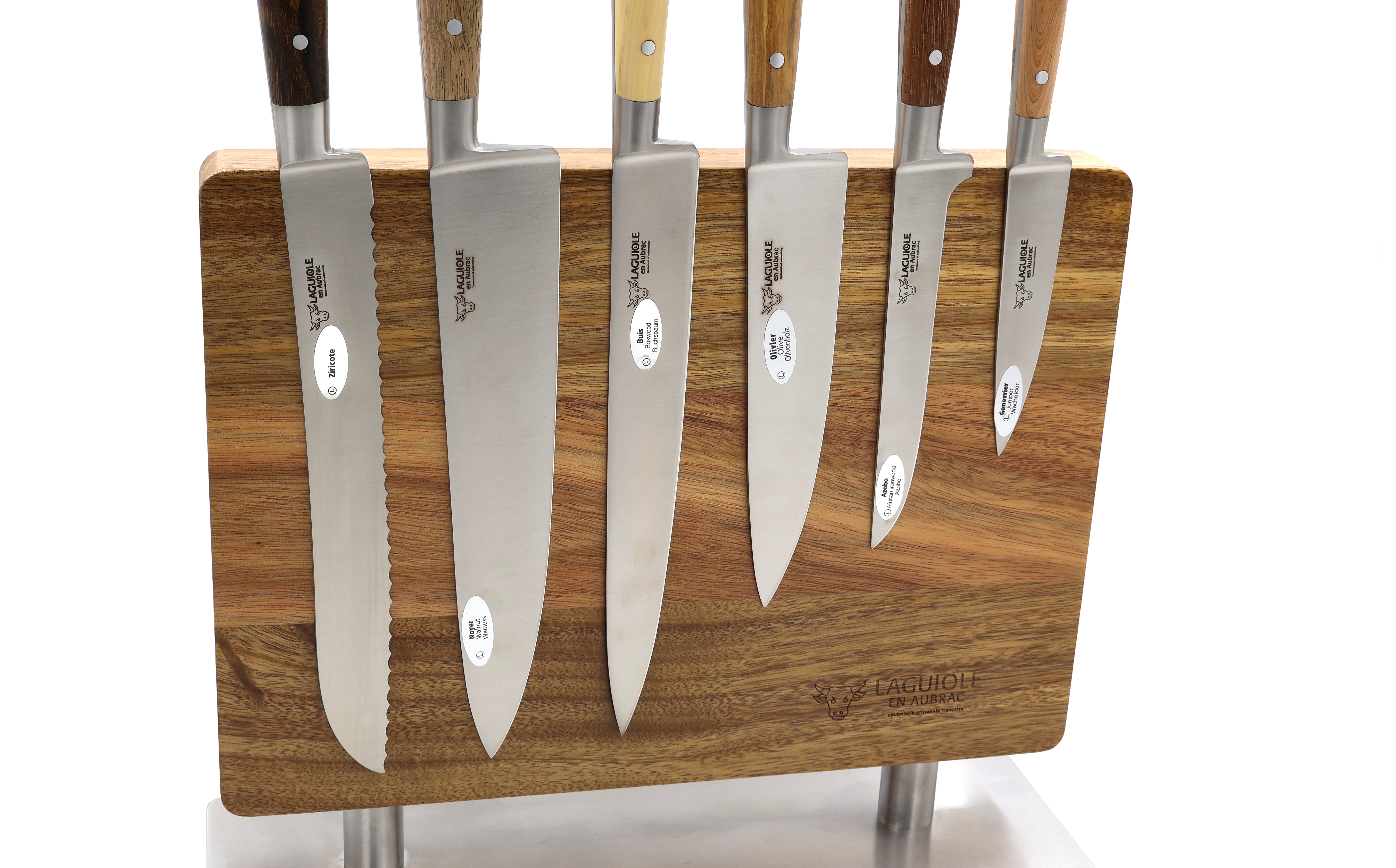 Laguiole en Aubrac  Kochmesser-Set gemischte Hölzer 6-teilig mit Magnetblock