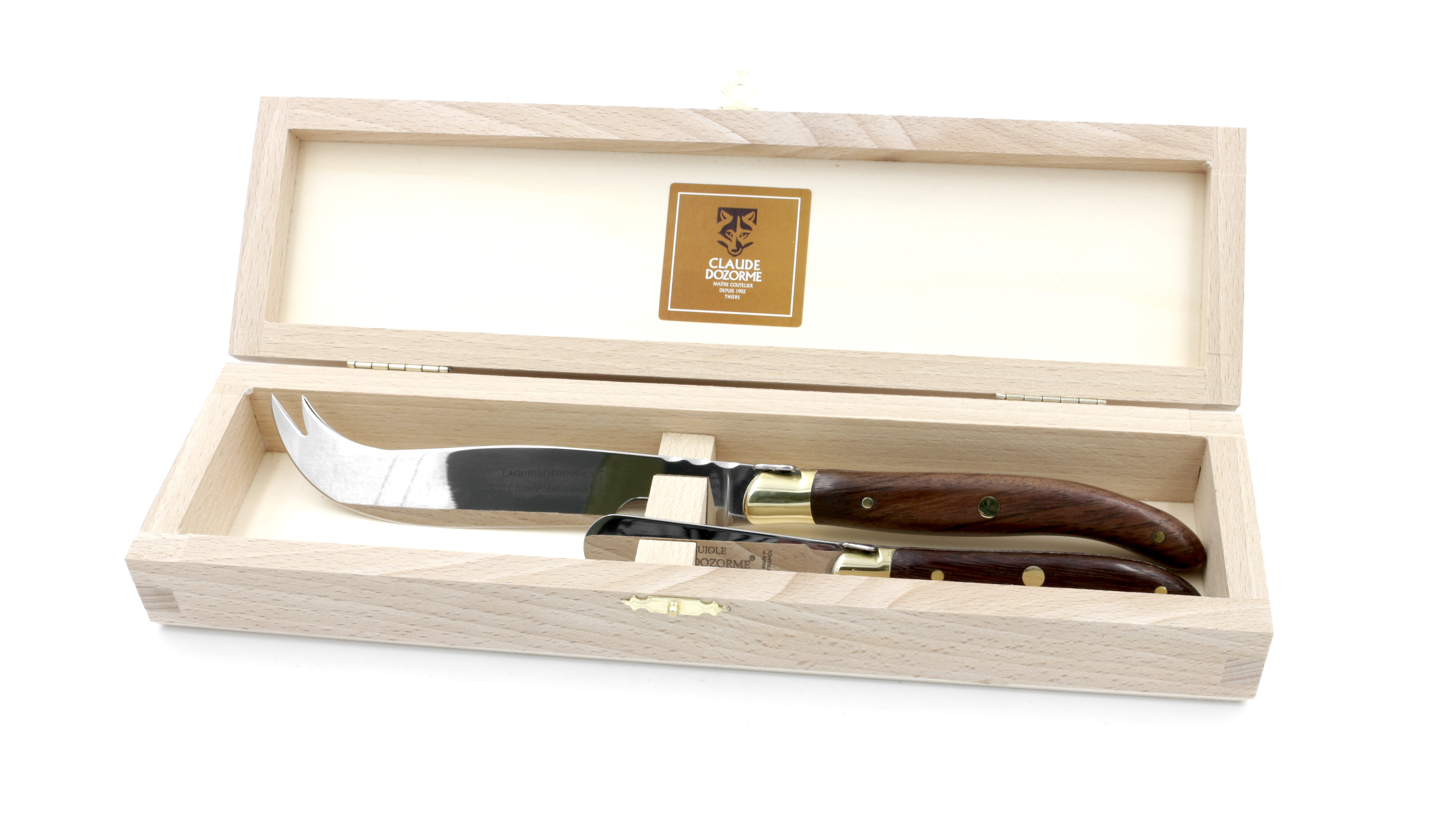 B02C65C8-58F9-4312-B615-08EBFA795A02_1_201_a Claude DOZORME Laguiole cheese knife and butterknife vallerina brass bolster