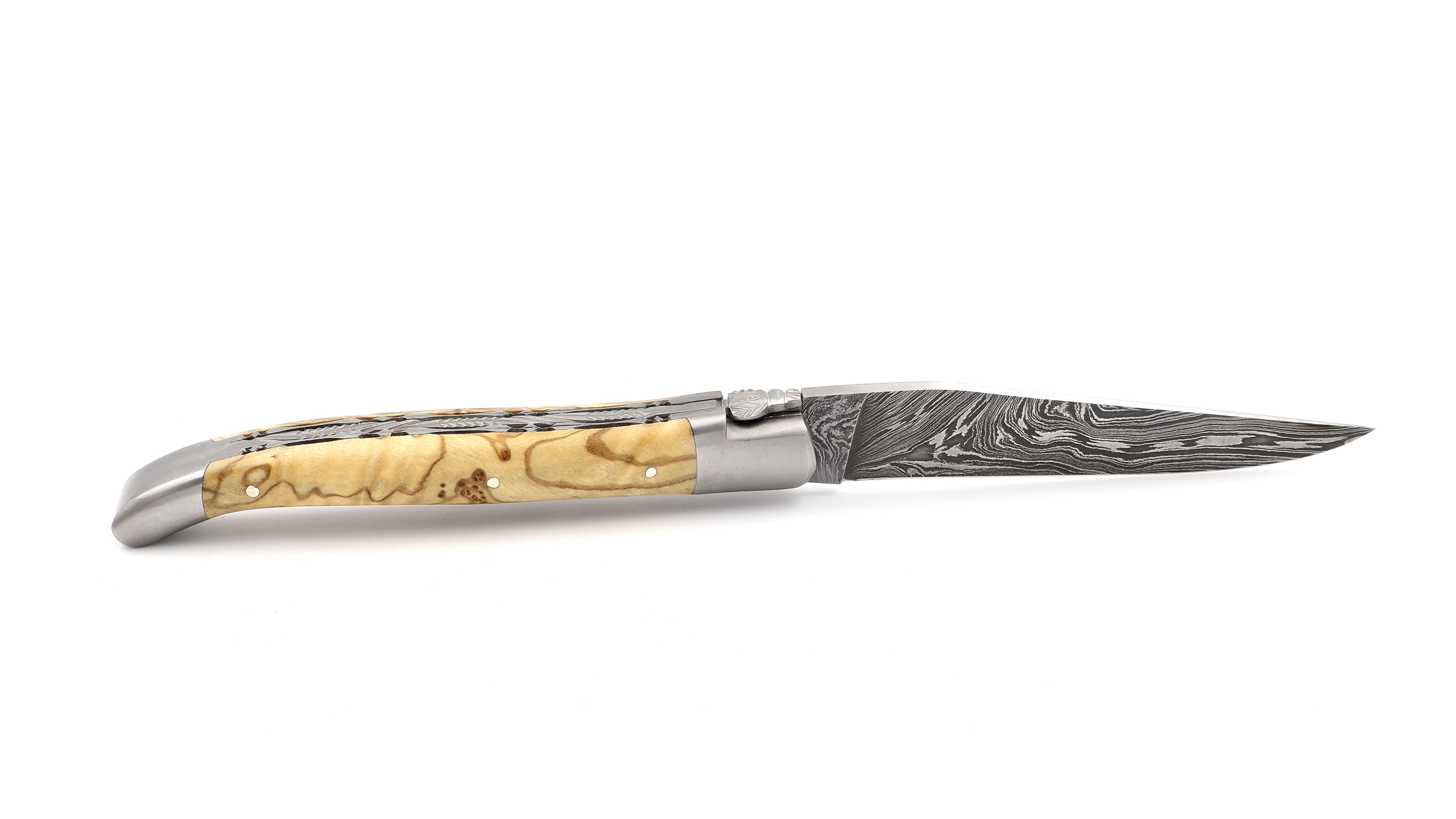 Laguiole en Aubrac Explosionsdamast Olive Doppelplatine 12 cm 