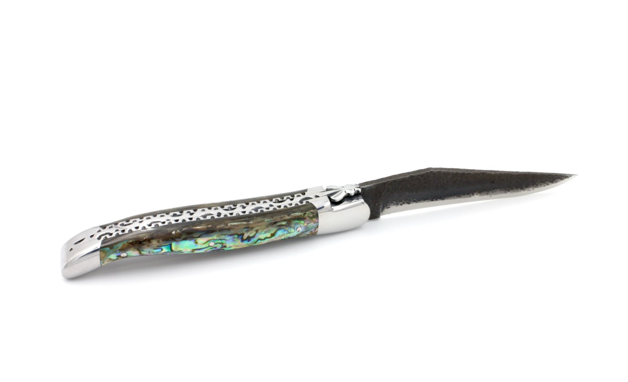 Honoré Durand Laguiole knife Prestige doubleplates Abalone shiny brut de forge 12 cm