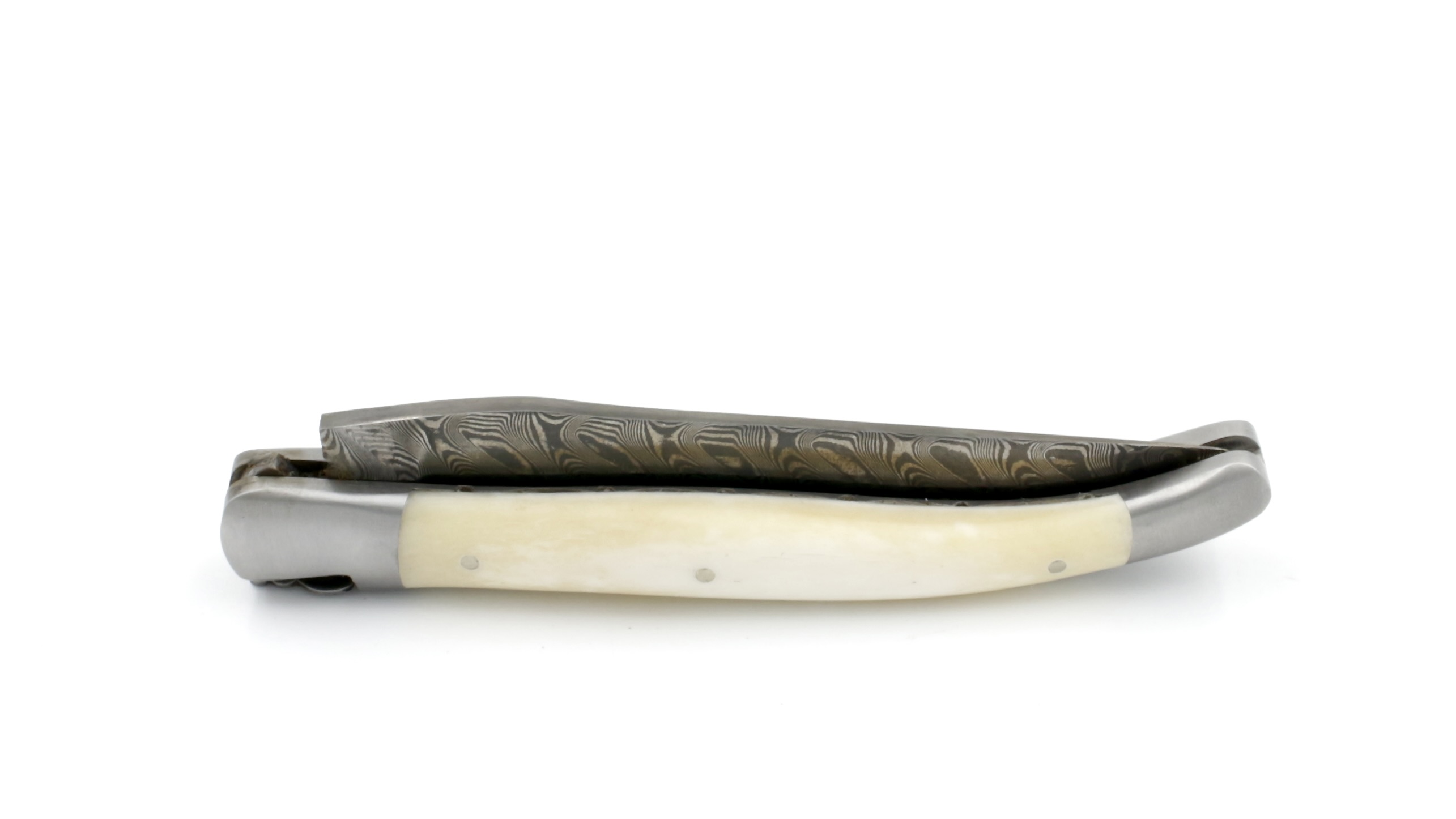 Laguiole en Aubrac  DSC® Carbon Damast Knochen guillochierte Platine 12 cm