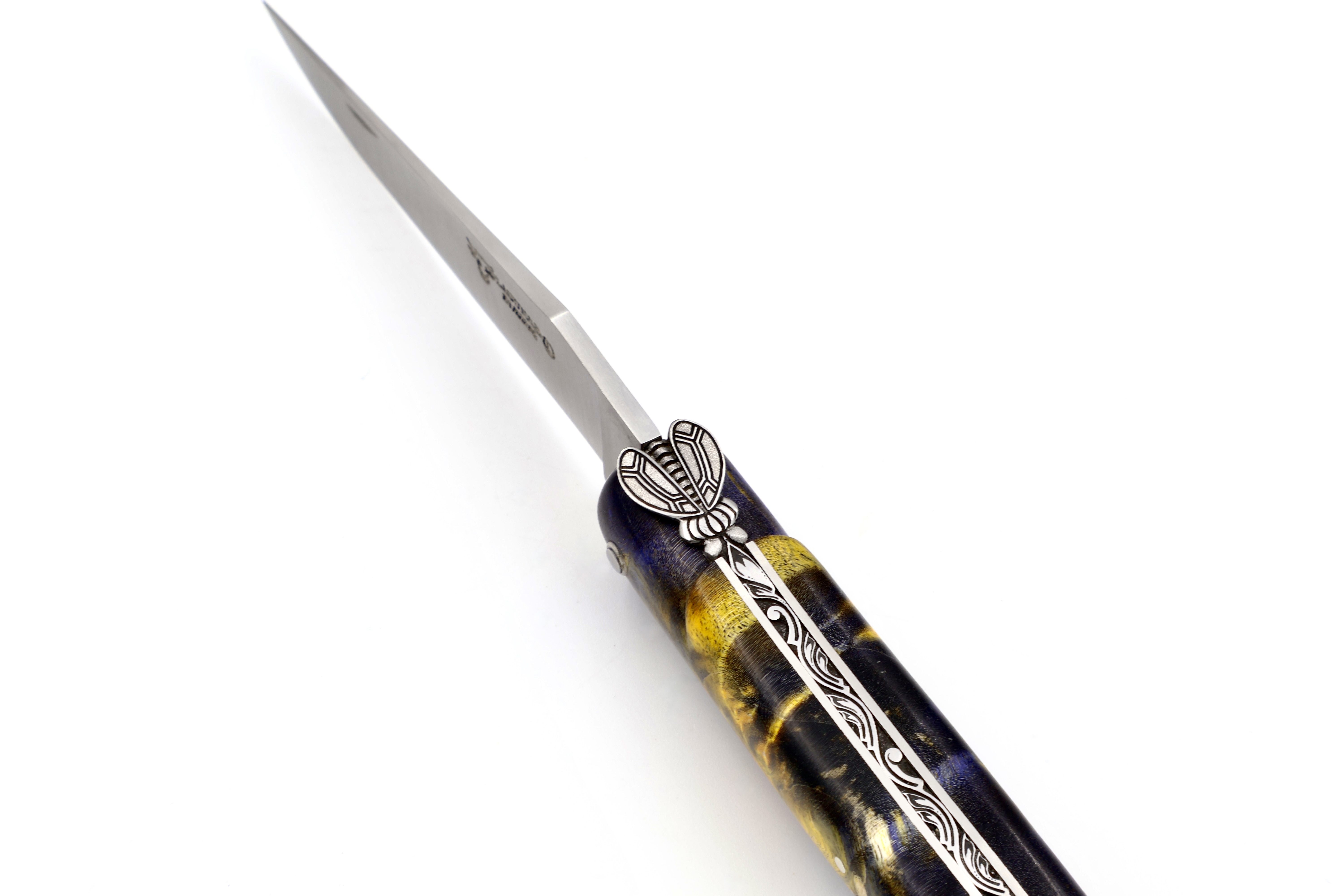 Meisterstück Laguiole en Aubrac Holunder Wurzelholz "rückwärts" fliegende Biene 12 cm    