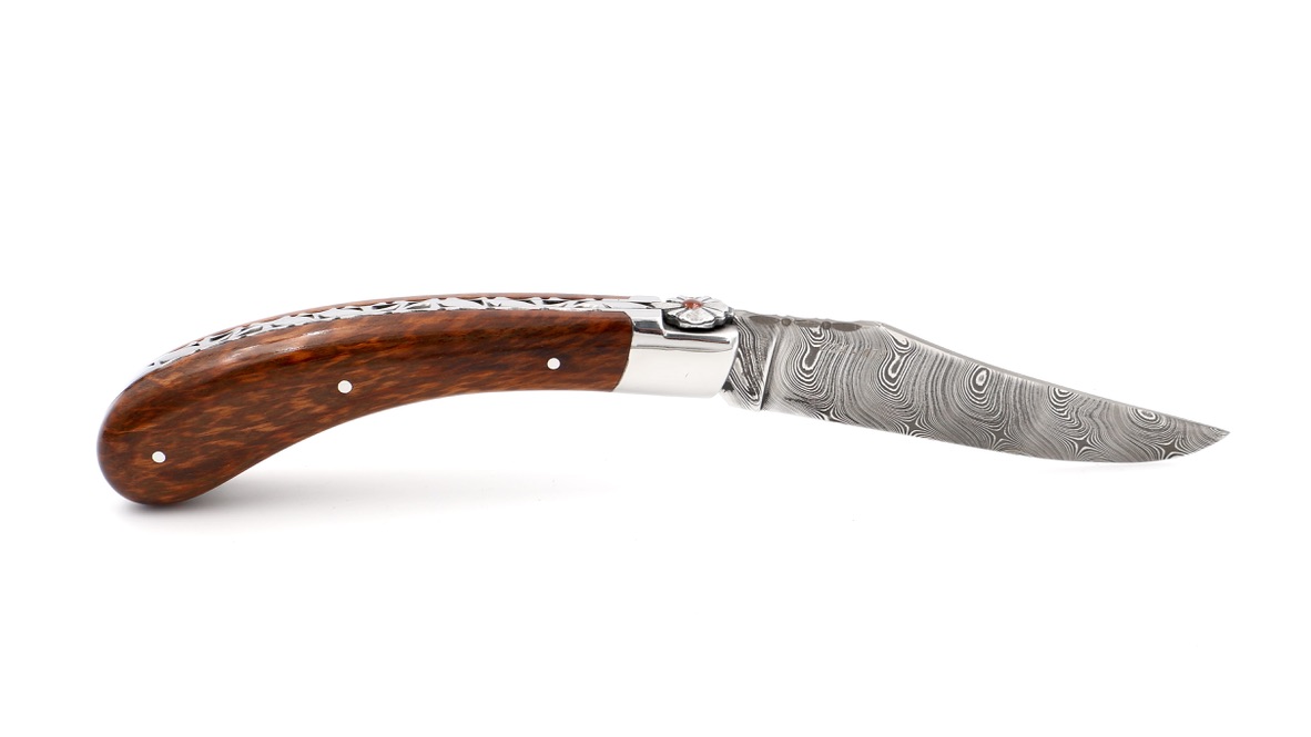 Fontenille Pataud Capuchadou chiseled amourette wood & damascus 12 cm